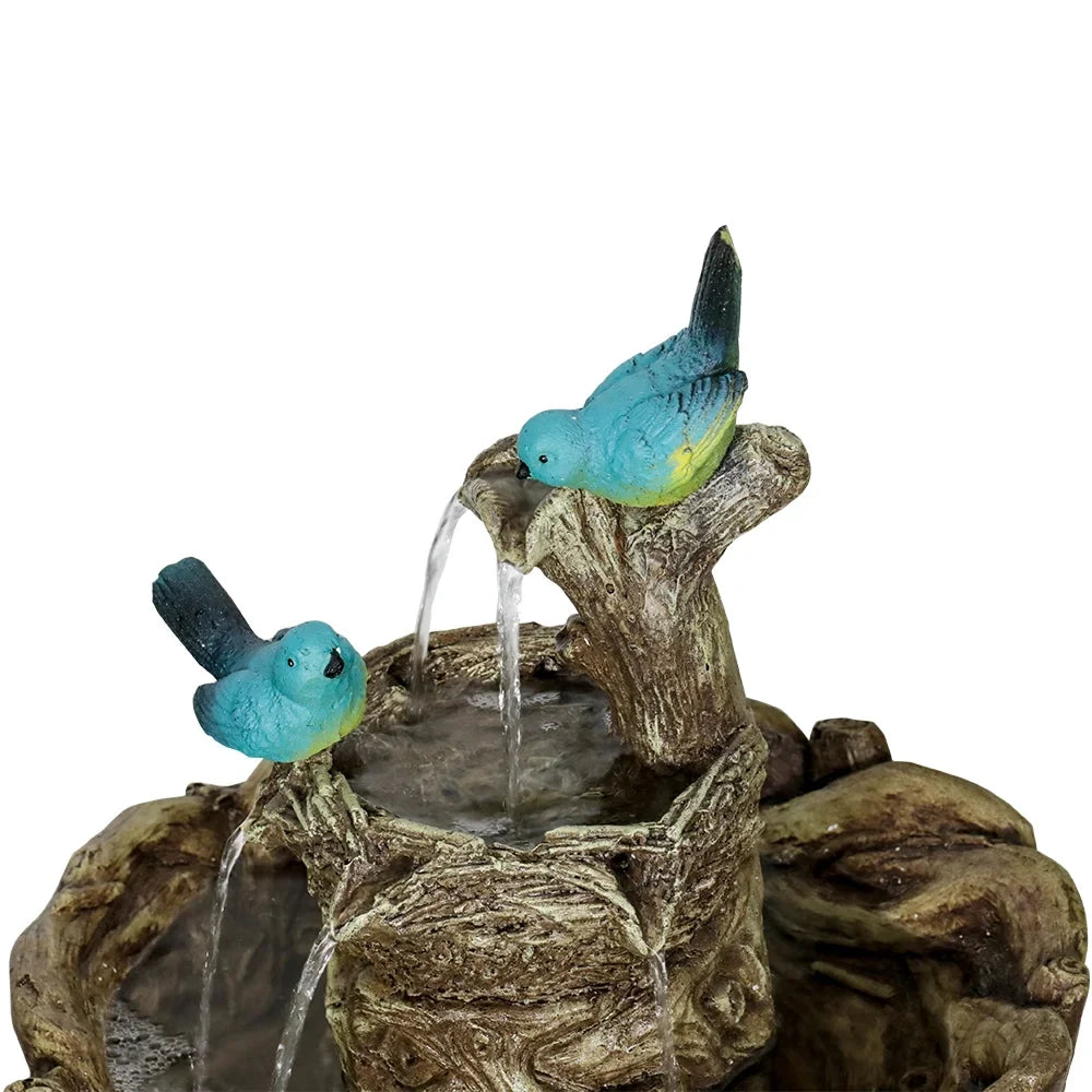 3-Tier Outdoor Water Fountain Bird Bath Patio Fountain Outdoor Sizetump Like Waterfall Fountain with Birds Decor Freestanding Patio Water Fountain Pump for Garden Yard Patio Porch