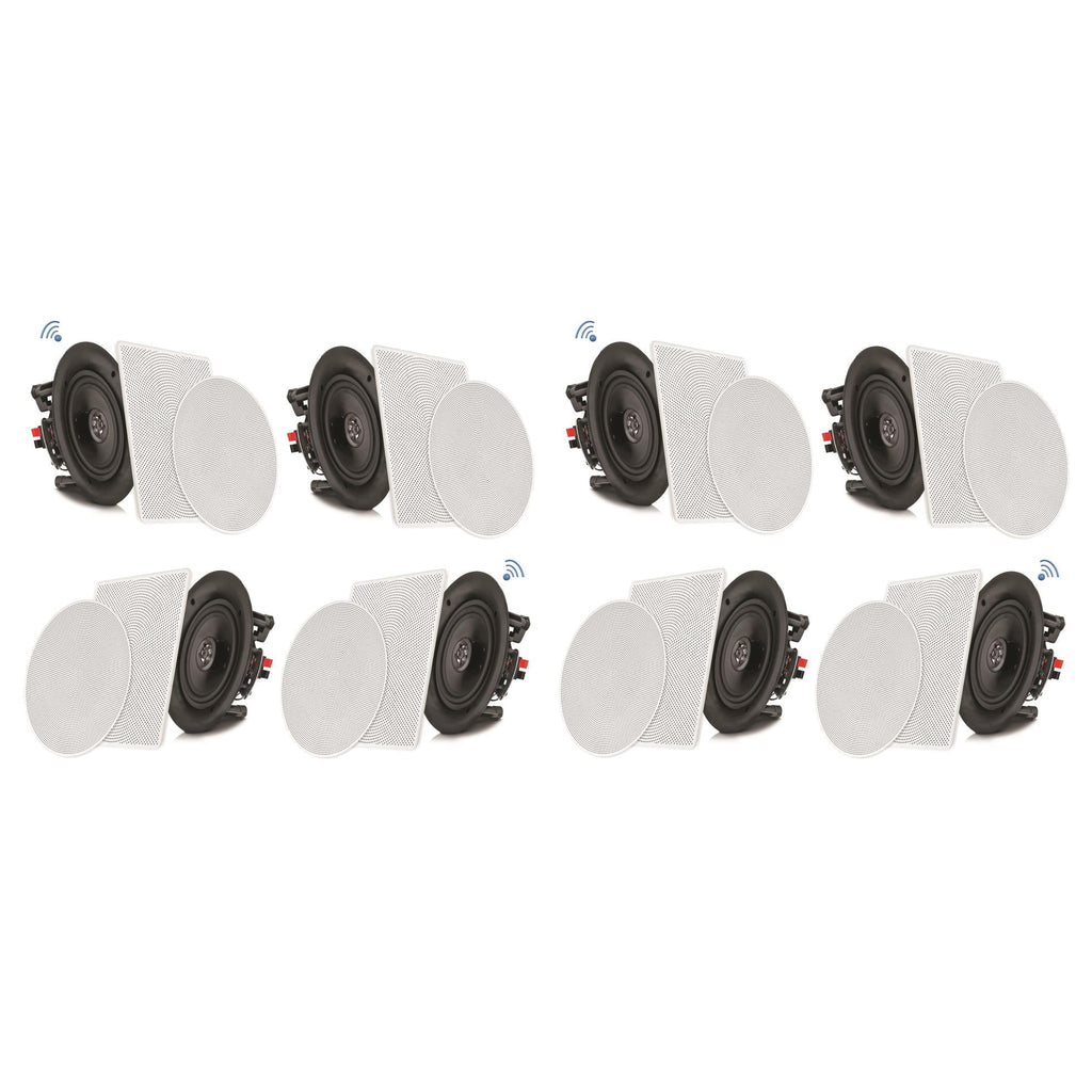 Pyle Audio 6.5 In 2 Way 200W Flush Mount Bluetooth Ceiling Wall Sizepeakers (8 Pk)