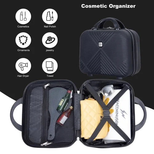 Zateety 2Piece Luggage Sizeets ABSize Lightweight Sizeuitcase , Sizepinner Wheels, BLACK