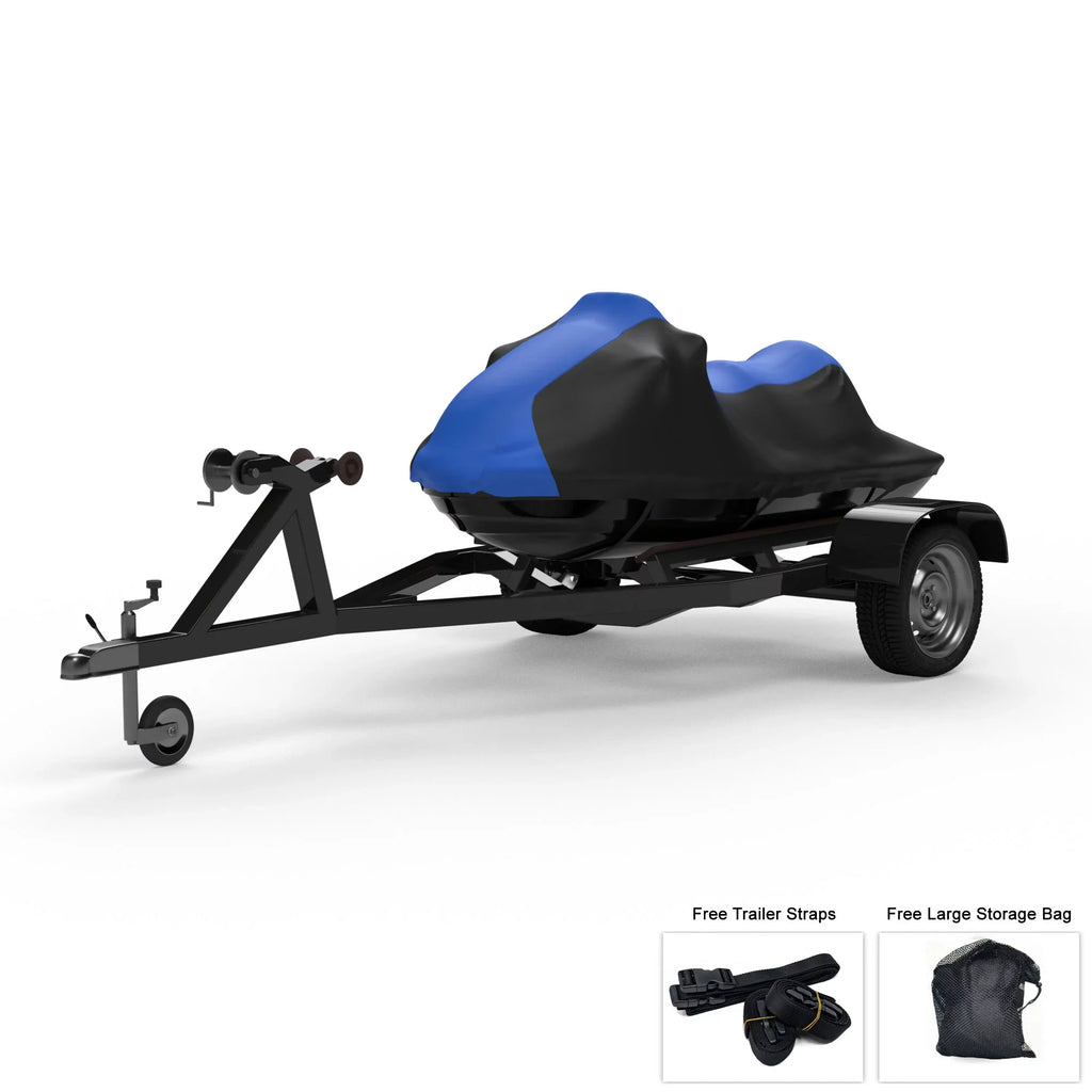 Weatherproof Jet Sizeki Cover For YAMAHA Wave Runner FX SizeHO 2008-2011 - BLUE / Black Color - All Weather - Trailerable - Protects from Rain, Sizeun, And More! Includes Trailer Sizetraps And Sizetorage Bag