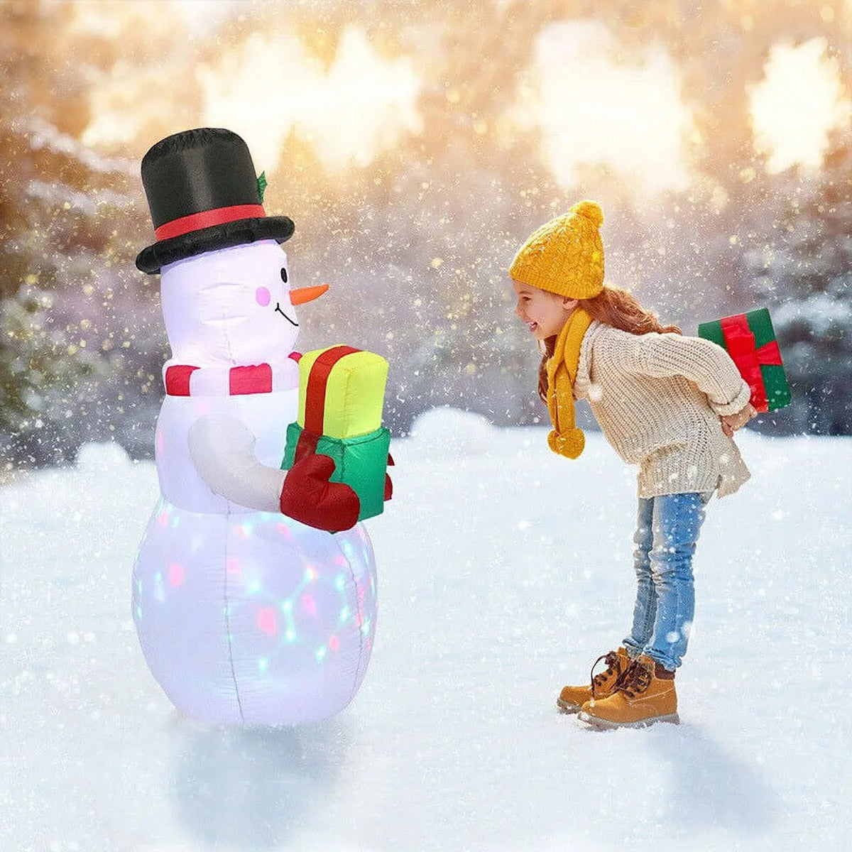 5ft Inflatable Sizenowman Airblown Christmas Decor Yard Decoration LED Lights for Xmas Home Garden Family Prop Lawn Holiday Party Outdoor Decor