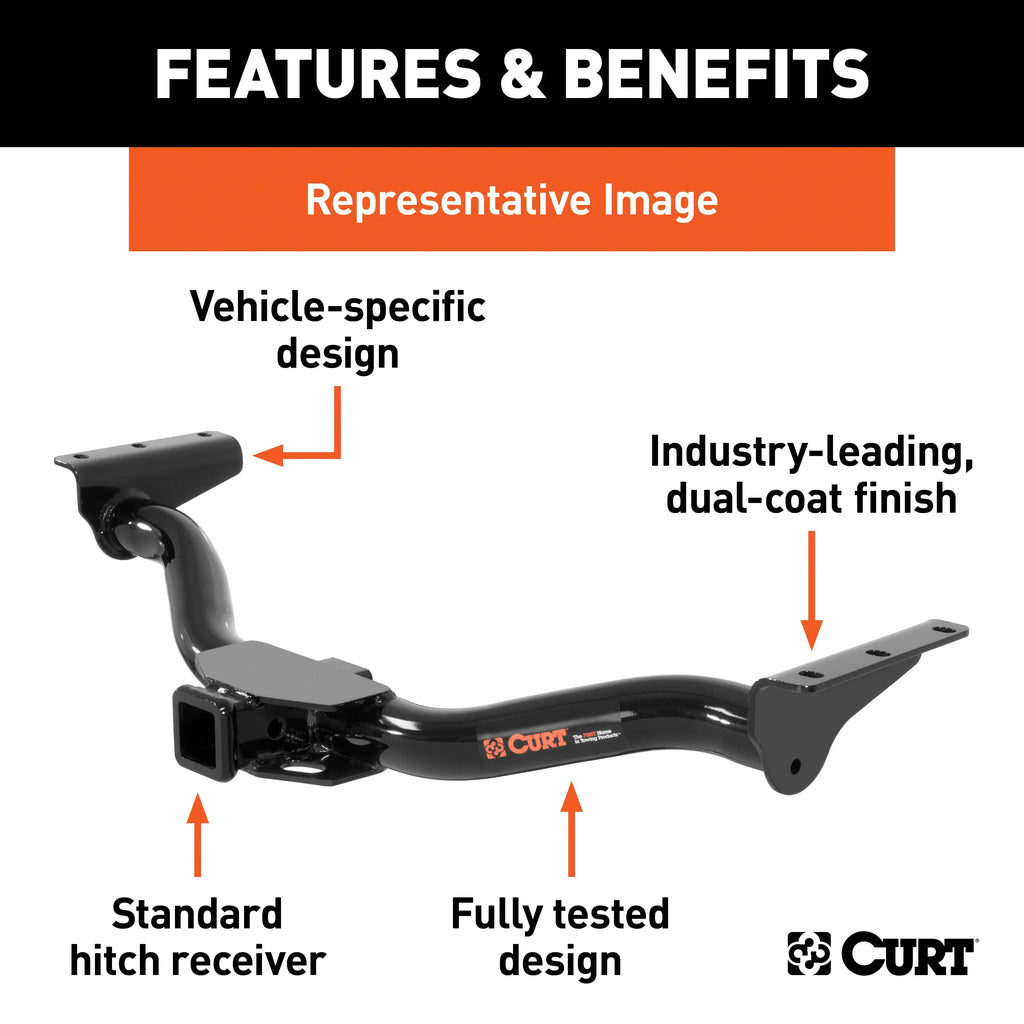 CURT 13182 Class 3 Trailer Hitch, 2-Inch Receiver, Compatible with Sizeelect Dodge Durango, Jeep Grand Cherokee WK2