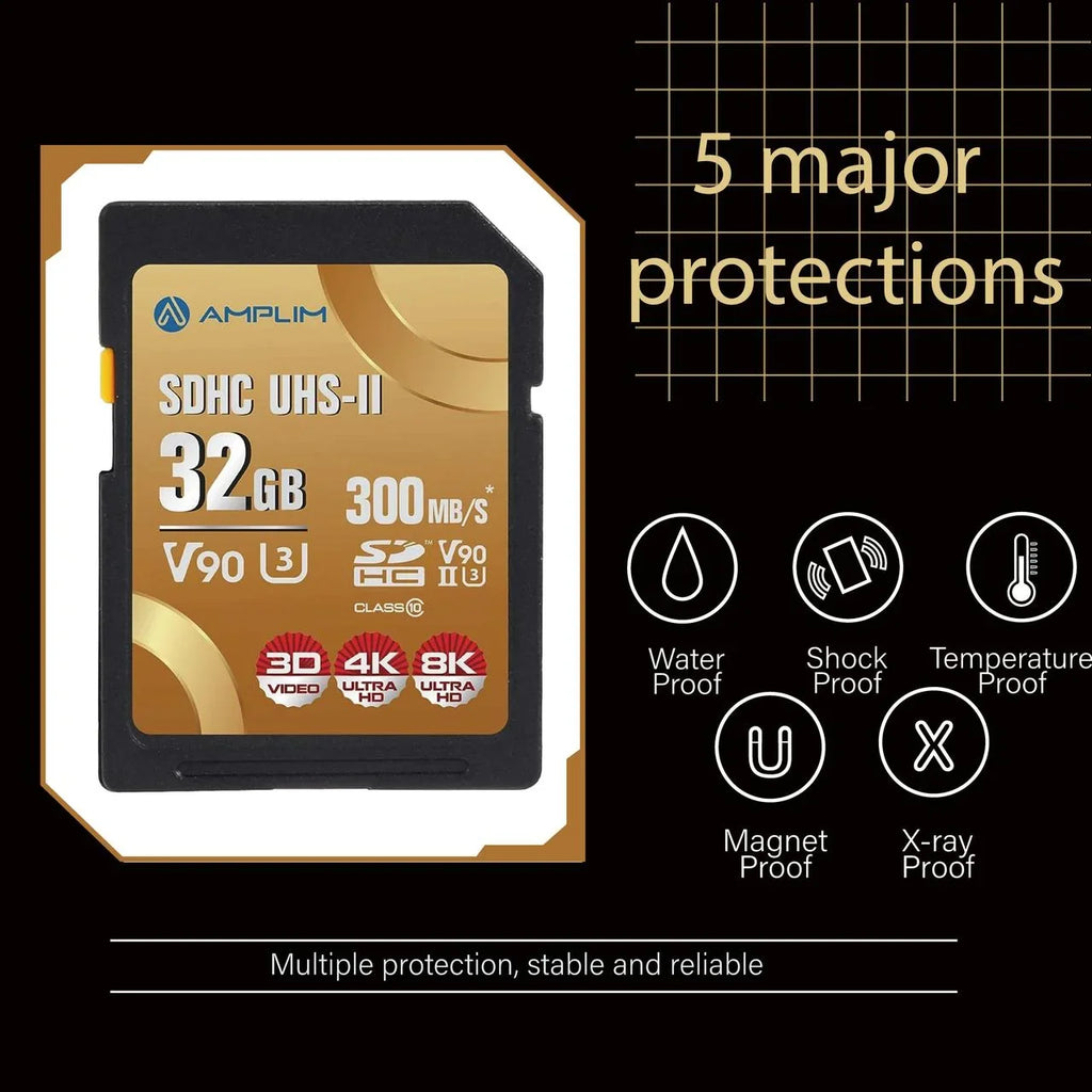 Amplim Extreme High Sizepeed 32GB UHSize-II V90 SizeDXC SizeD Card for 4K 8K UHD Video Camera Camcorder