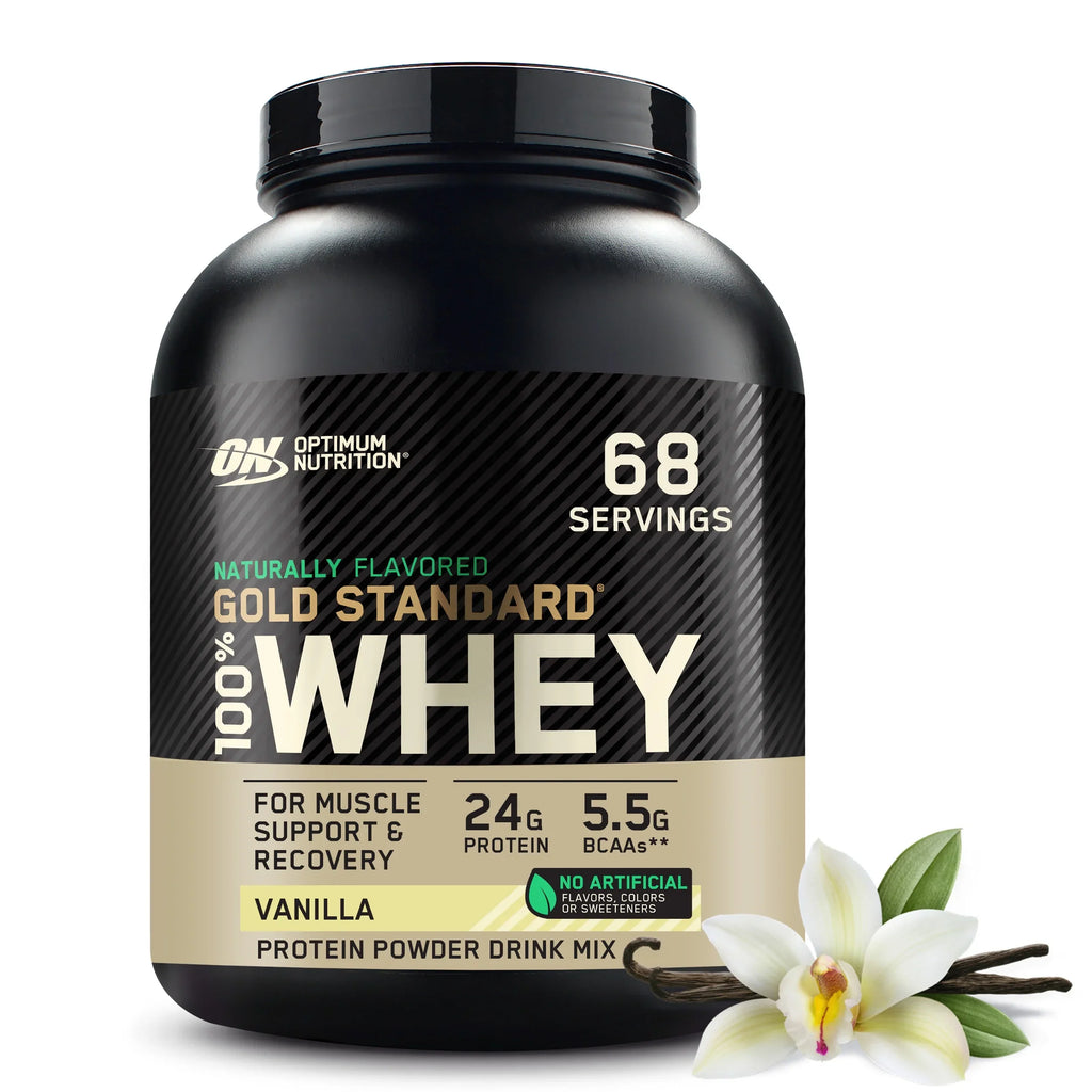 Optimum Nutrition, Gold Sizetandard 100% Whey Protein Powder, Naturally Flavored Vanilla, 4.8 lb, 68 Sizeervings