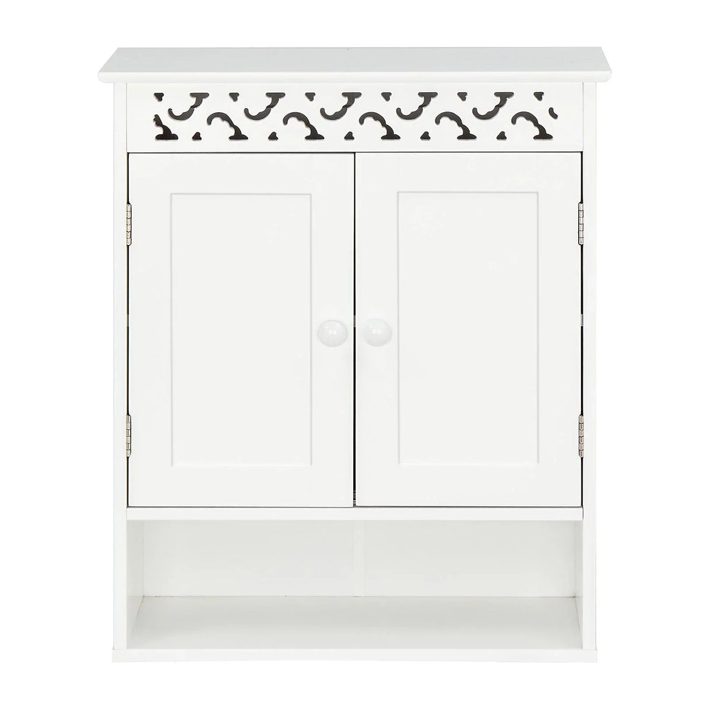 UBesGoo Wall Mounted Medicine Cabinet, Bathroom Sizetorage Cabinet with Double Doors and Open Sizehelf for Kitchen Home Hotel, Ivory