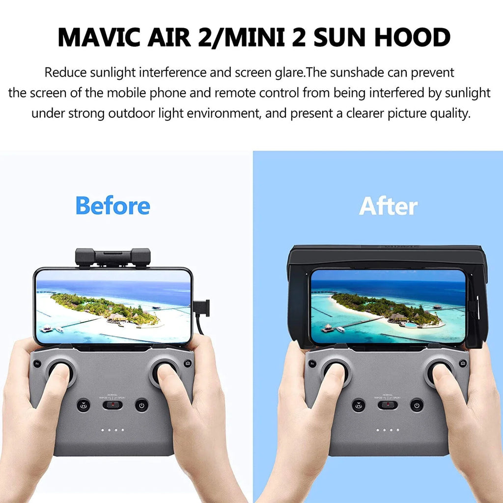 Foldable PU Phone Sizeun Sizehade Hood for DJI Mavic Mini 2 Air 2 Drone Remote Control