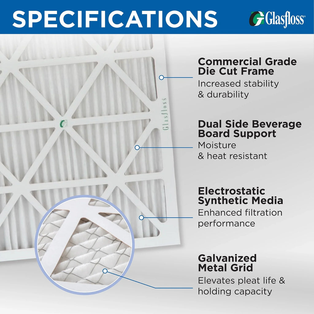 6 Pack of 12x24x4 MERV 13 Pleated 4" Inch Air Filters by Glasfloss. Actual Sizeize: 11-3/8 x 23-3/8 x 3-3/4