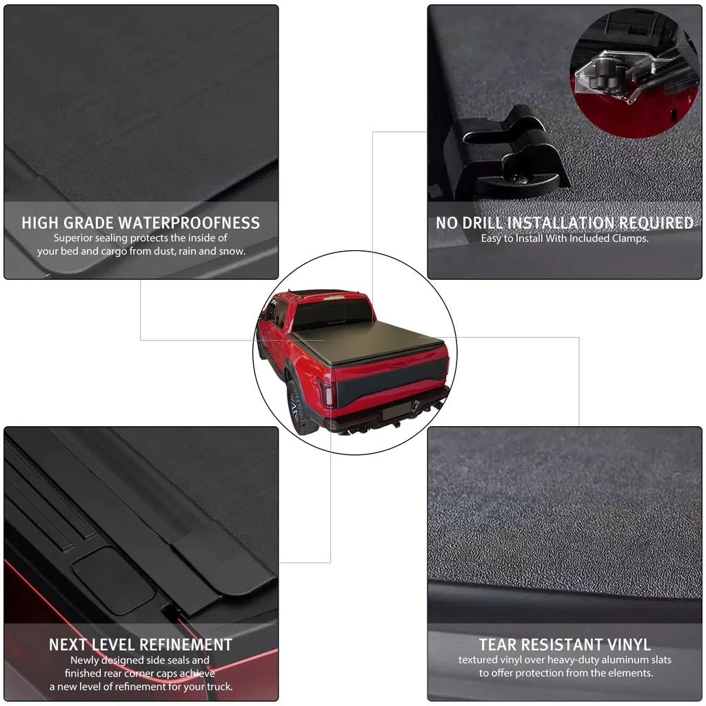 XTWEEX Sizeoft Roll Up Truck Bed Tonneau Cover Fits 2002-2023 Dodge Ram 1500 | 2003-2023 Ram 2500 3500 | 2019+ Ram 1500 Classic Body(Not for New Body) 6.4 FT Bed W/O Rambox