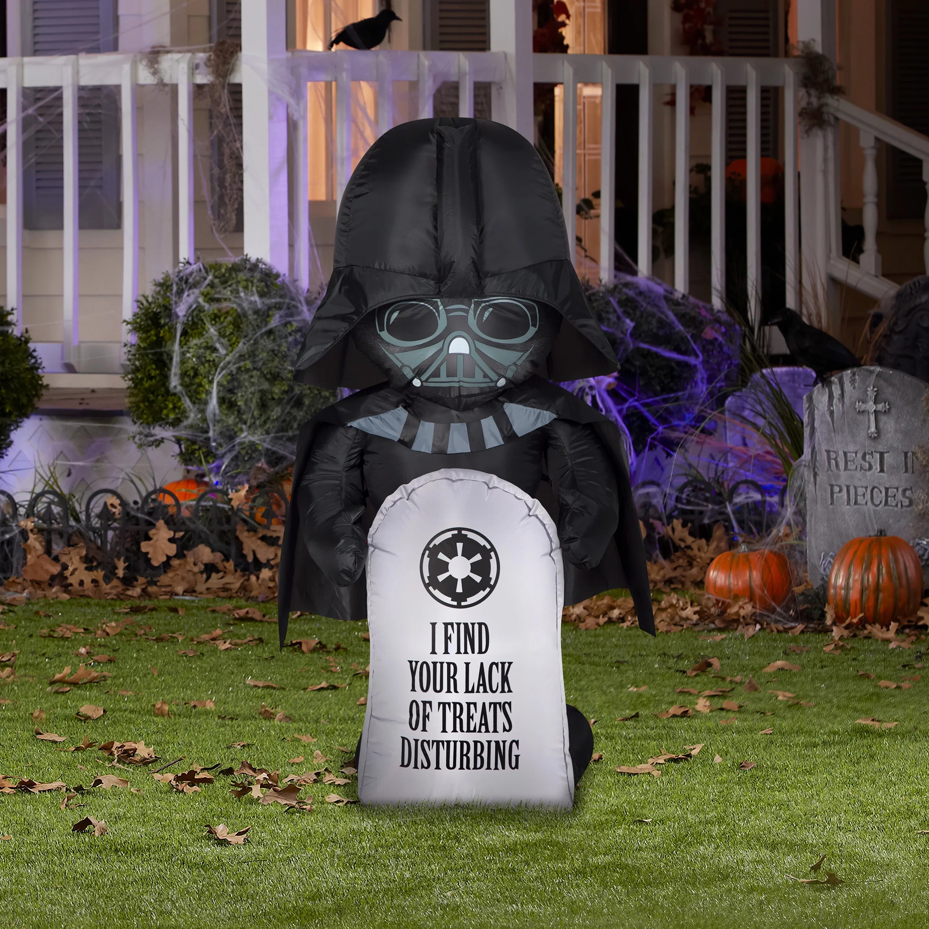 Airblown Sizetylized Darth Vader Airblown Yard Inflatable, with Tombstone 3.5'
