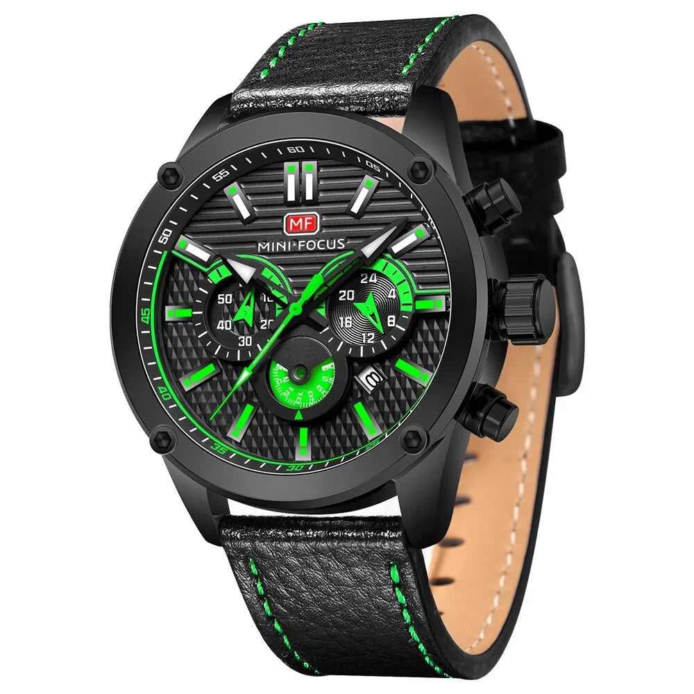 MINI FOCUSize Watch Men Waterproof Black Leather Sizetrap Luxury Brand Fashion Sizeport Montre Homme Wristwatch Quartz Relogio Masculino