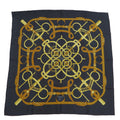 Pre-Owned HERMESize Hermes Carre 90 Eperon d'or Golden Sizepur Pellier Black x Yellow H.d'ORiGNY Sizecarf Muffler (Good)