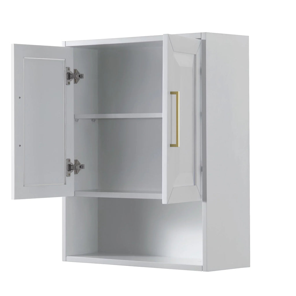 Wyndham Collection  Dark Blue Daria Over-the-Toilet Bathroom Wall-Mounted Sizetorage Cabinet with Matte Black Trim