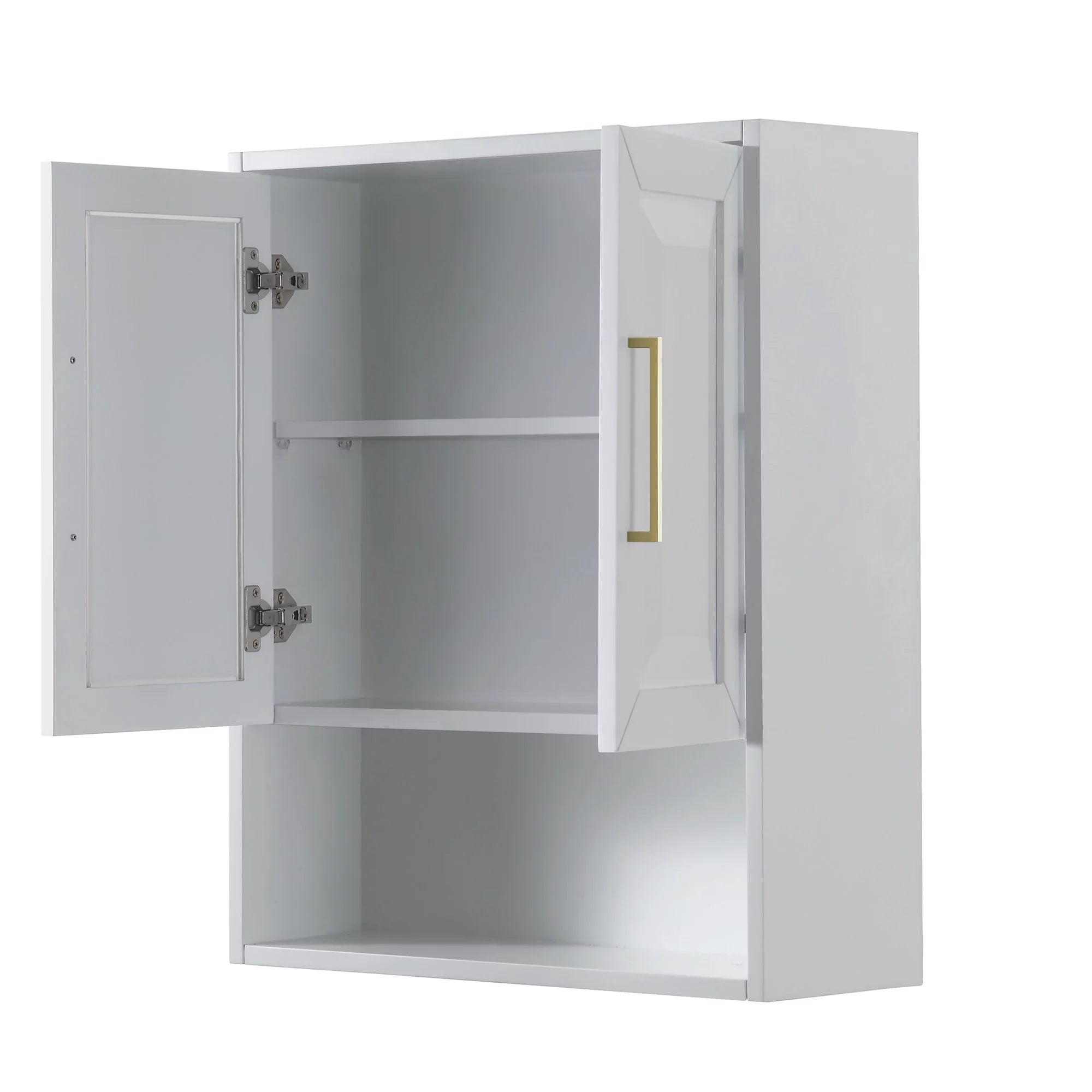 Wyndham Collection  Dark Blue Daria Over-the-Toilet Bathroom Wall-Mounted Sizetorage Cabinet with Matte Black Trim