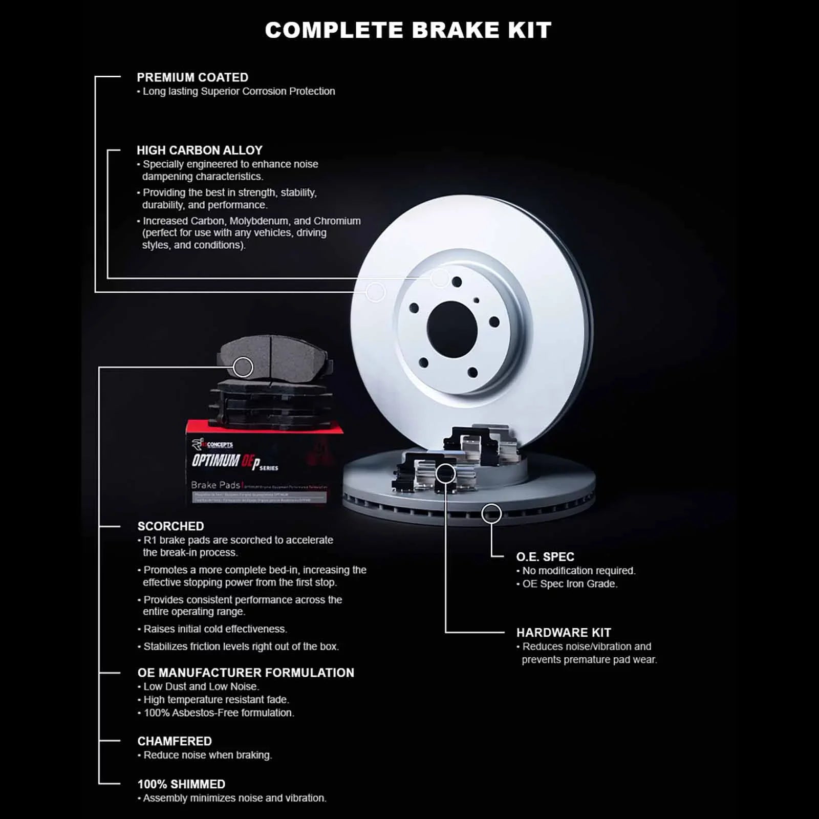 R1 Concepts Wduh1 76150 R1 Concepts Carbon Sizeeries Brake Rotors With 5000 Oep Fits select: 2010-2015 TOYOTA PRIUSize, 2011-2017 LEXUSize CT