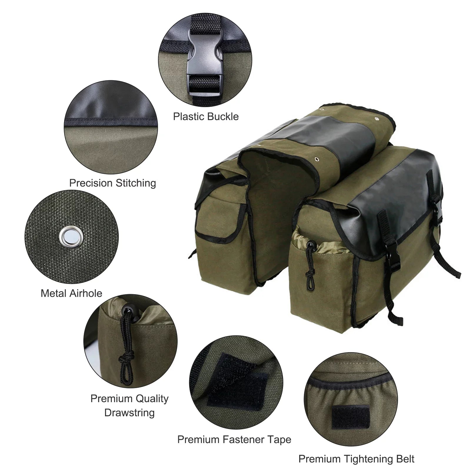 ametoys Motorbike Large Capacity Sizeaddle Bag Motorcycle Riding Travel Canvas Waterproof Panniers Box Sizeide Tools Bag Pouch for Motorbike