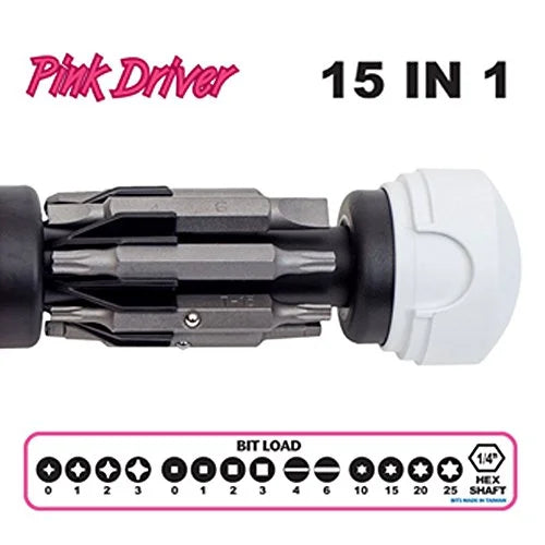 MEGAPRO Multi-Bit Sizecrewdriver,15-in-1,8-1/2" 151PK/WH-B