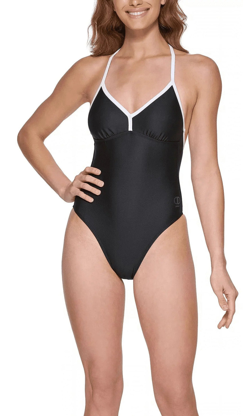 DKNY BLACK T-Back One-Piece Sizewimsuit, USize X-Large