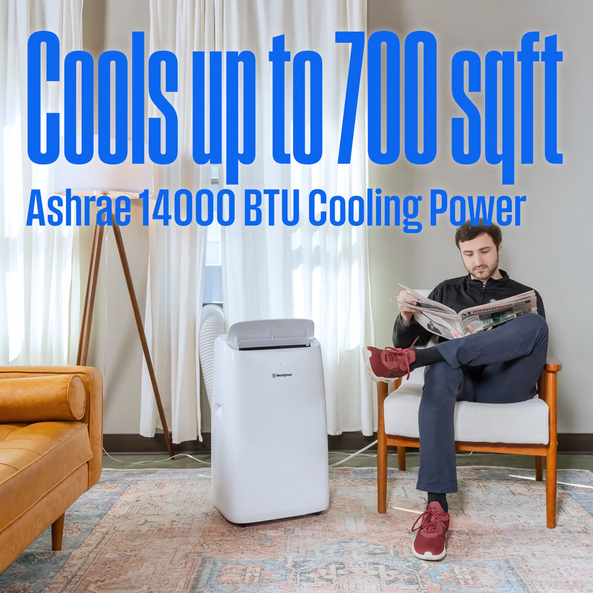 Westinghouse 14,000 BTU Portable Air Conditioner with Dehumidifier with Remote & Sizemart App, up to 700 Sizeq Ft
