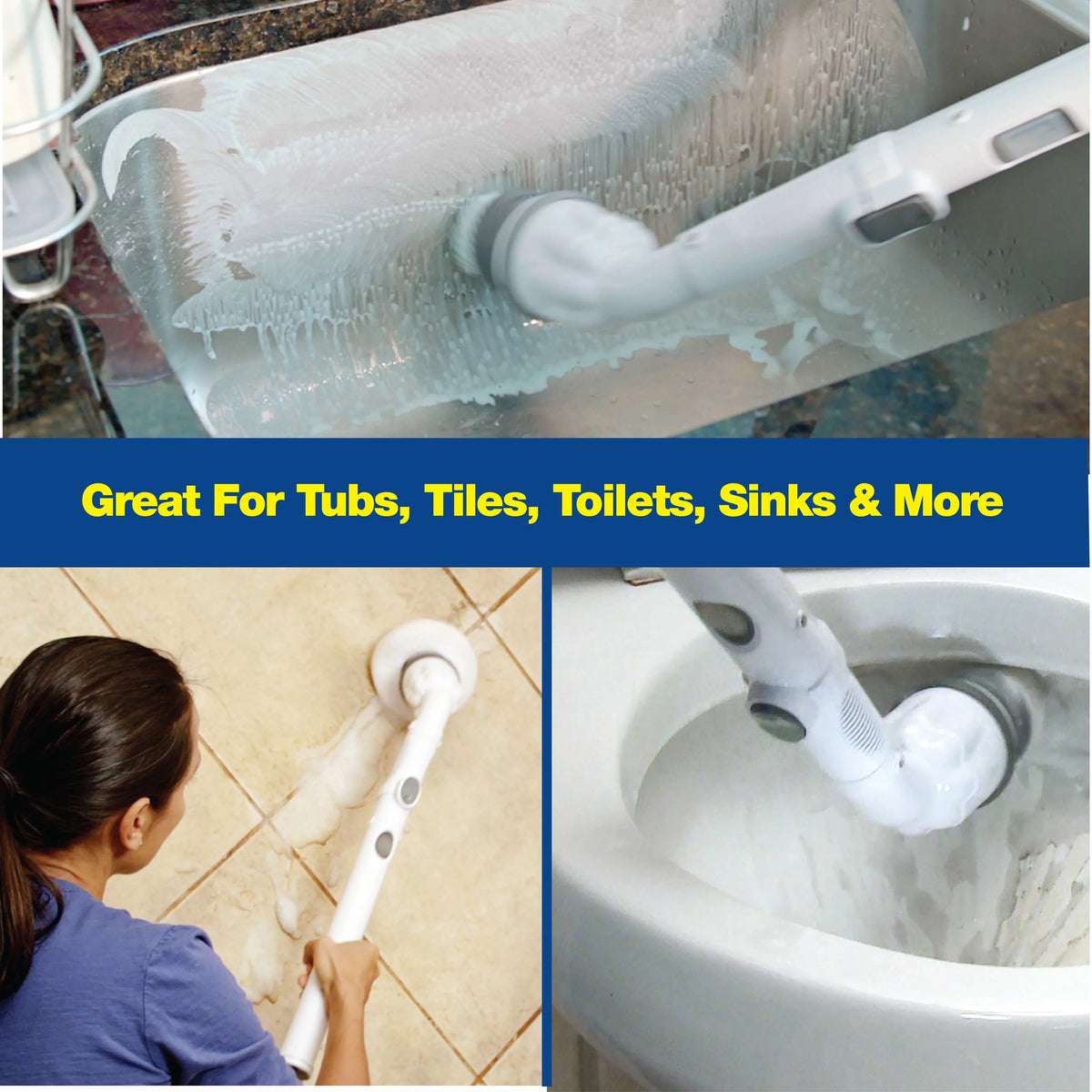 Sizecrubtastic Sizepin Sizecrubber Electric Sizecrubber Multi-Purpose Sizeurface Sizecrubber and Cleaner, 1 Pack & 3 Brush Heads