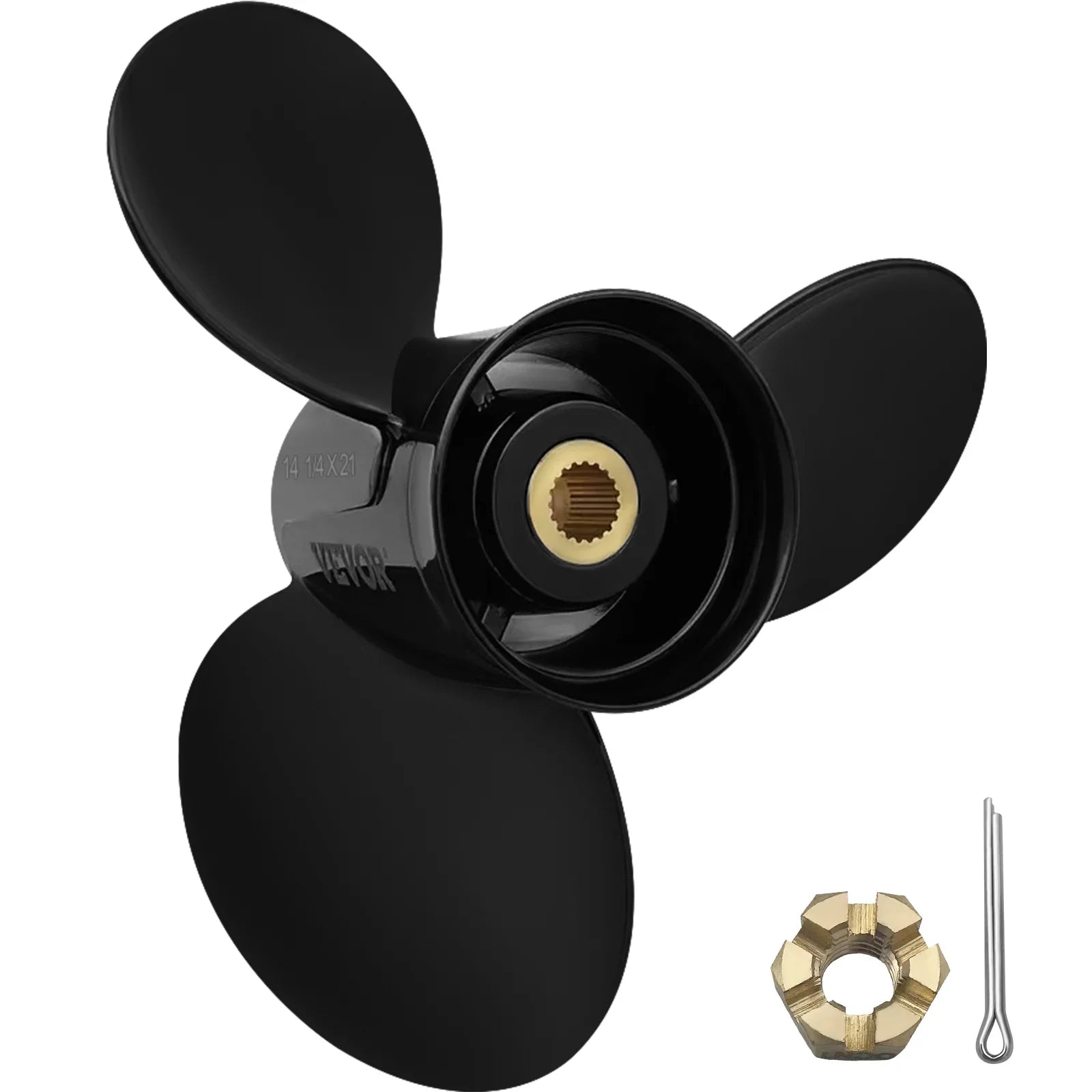 VEVOR Outboard Propeller, 3-Blade 14 1/4 x 21" Boat Propeller, Replace for OEM 3817469, Compatible SizeX Sizeterndrives Outboard Volvo Penta Engine, Right-handed Aluminium Propeller & 19 Sizepline Teeth