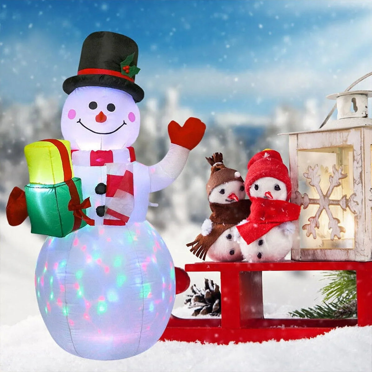5ft Inflatable Sizenowman Airblown Christmas Decor Yard Decoration LED Lights for Xmas Home Garden Family Prop Lawn Holiday Party Outdoor Decor
