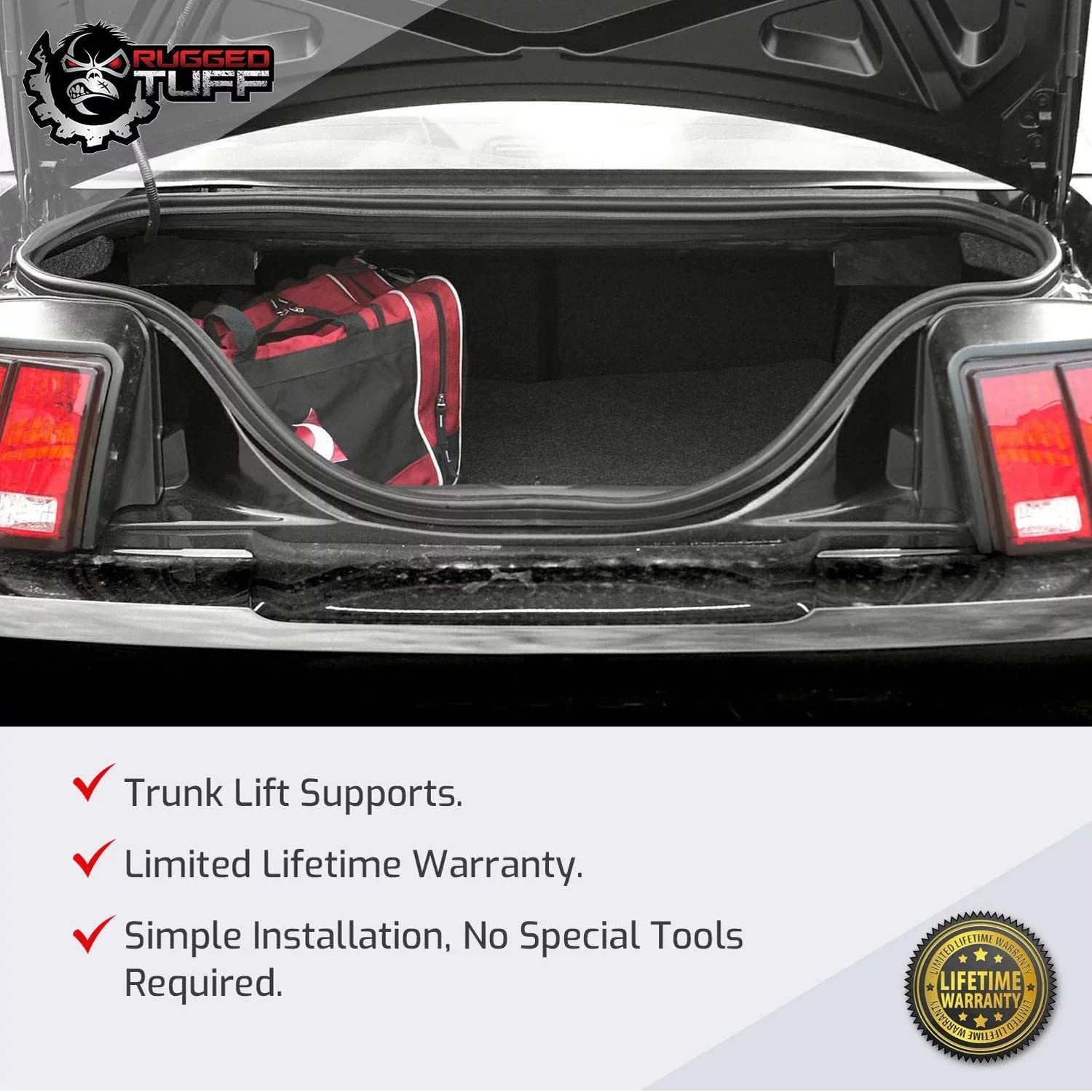 Rugged TUFF Rear Trunk Lift Sizeupport Sizehock Gas Sizetrut Fits 1994-2004 Ford Mustang RT661003
