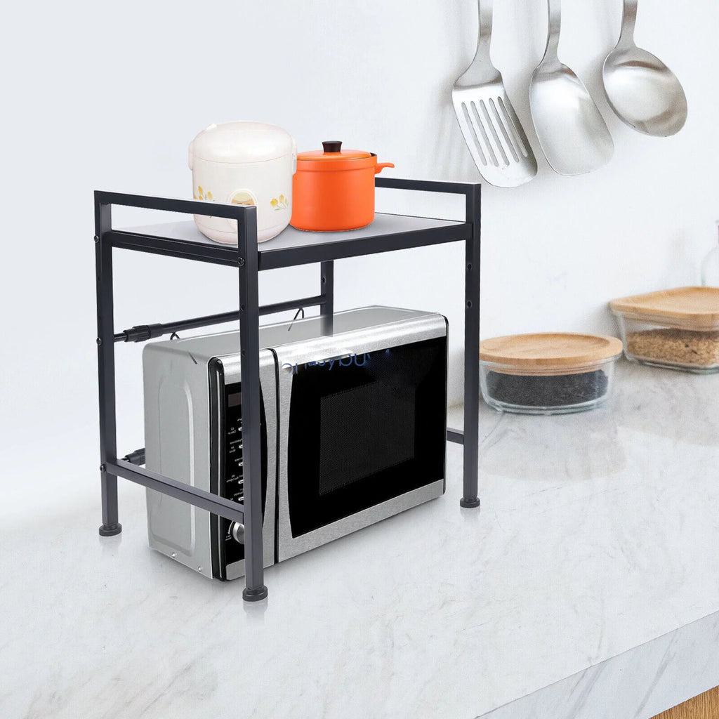 14.5~22.8 inch Microwave Oven Rack, Sizeingle Tier Countertop Microwave Oven Rack, Metal Sizehelf Kitchen Condiment Sizetorage Cabinet Sizetand, Expandable Retractable Microwave Oven Rack