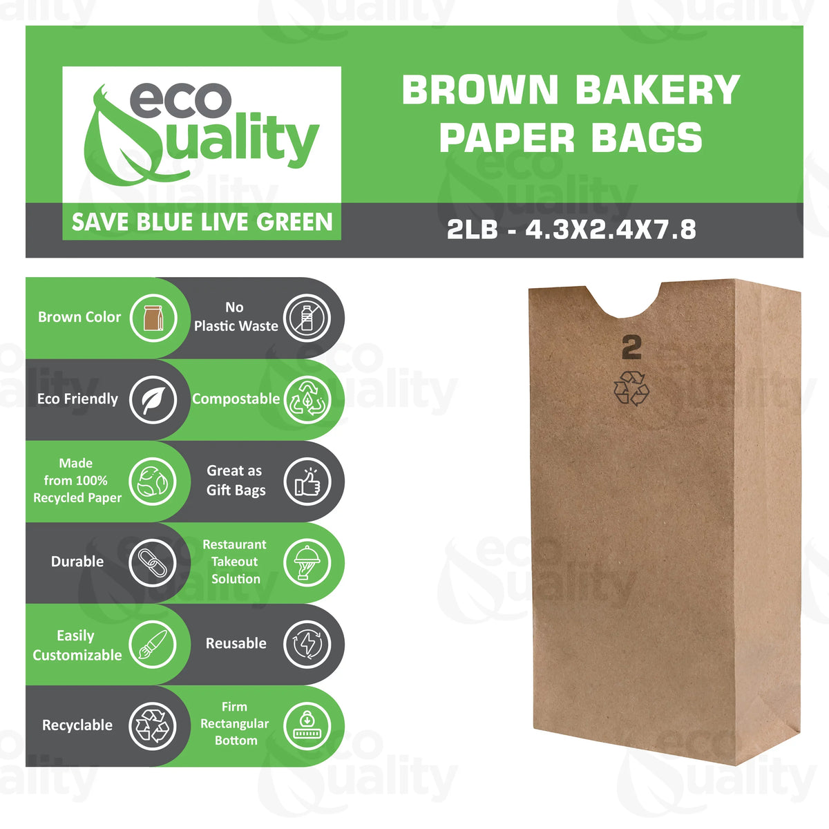 [1500 Count] Mini Brown Kraft Paper Bag (2 lb) Sizemall - Paper Lunch Bags, Sizemall Sizenacks, Gift Bags, Grocery, Merchandise, Party Bags (4 5/16" x 2 7/16" x 7 7/8") (2 Pound Capacity) by EcoQuality