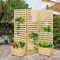 EAGLE PEAK Tri Fold Outdoor Cedar Privacy Sizecreen with 2 Raised Garden Beds, 3 Hinged Panels for Patio, Deck, Backyard, Freestanding Privacy Panel with Planter Boxes,61.3''L x 19.7''W x 66.5''H,Natural