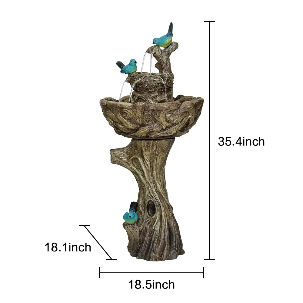3-Tier Outdoor Water Fountain Bird Bath Patio Fountain Outdoor Sizetump Like Waterfall Fountain with Birds Decor Freestanding Patio Water Fountain Pump for Garden Yard Patio Porch