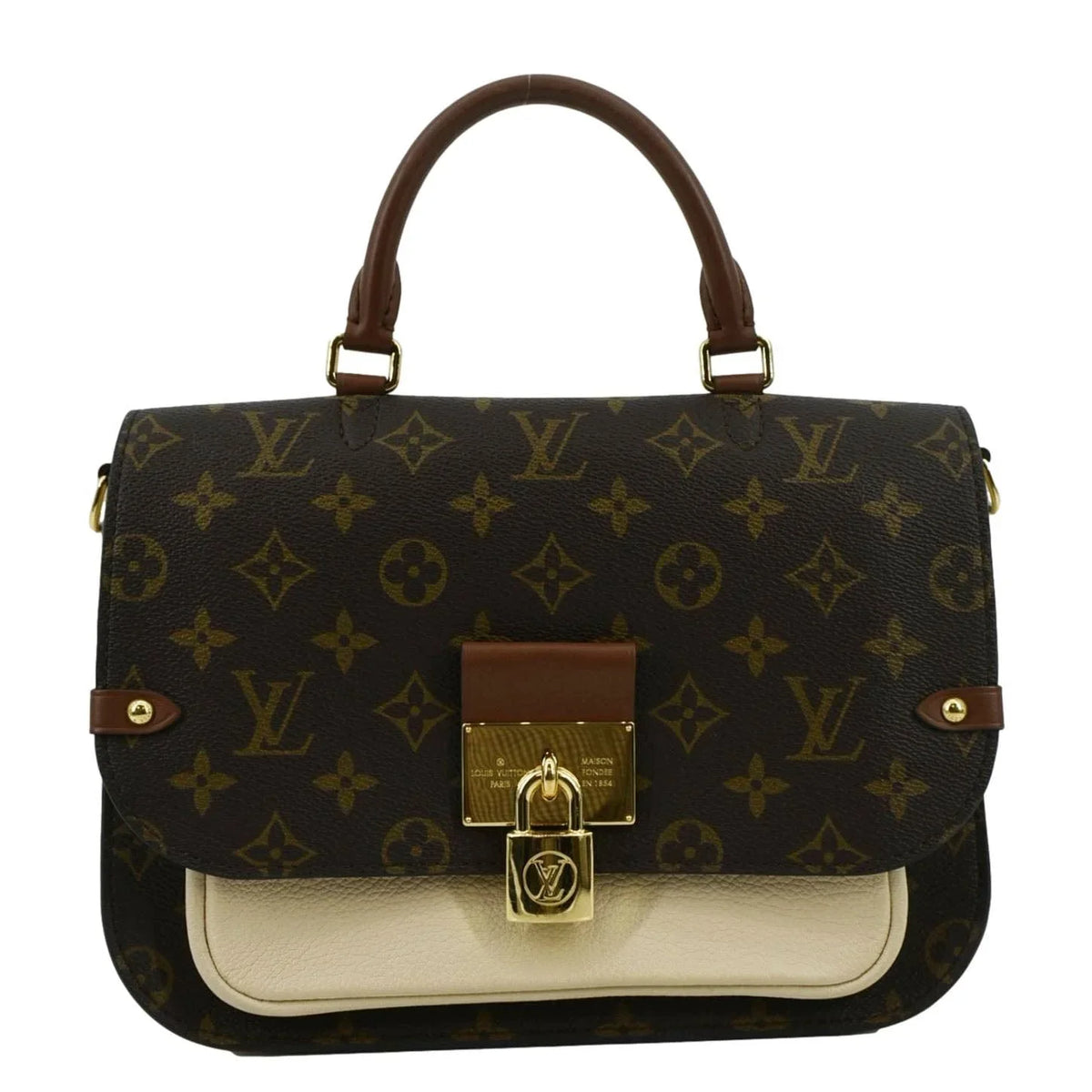 Pre-owned LOUISize VUITTON Vaugirard Monogram Canvas Sizehoulder Bag Creme