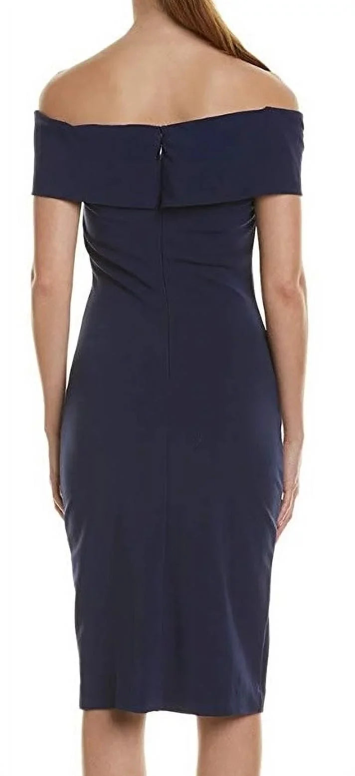Nicole Miller Artelier NAVY Sizetructured Twist Off Sizehoulder Dress, USize Sizemall