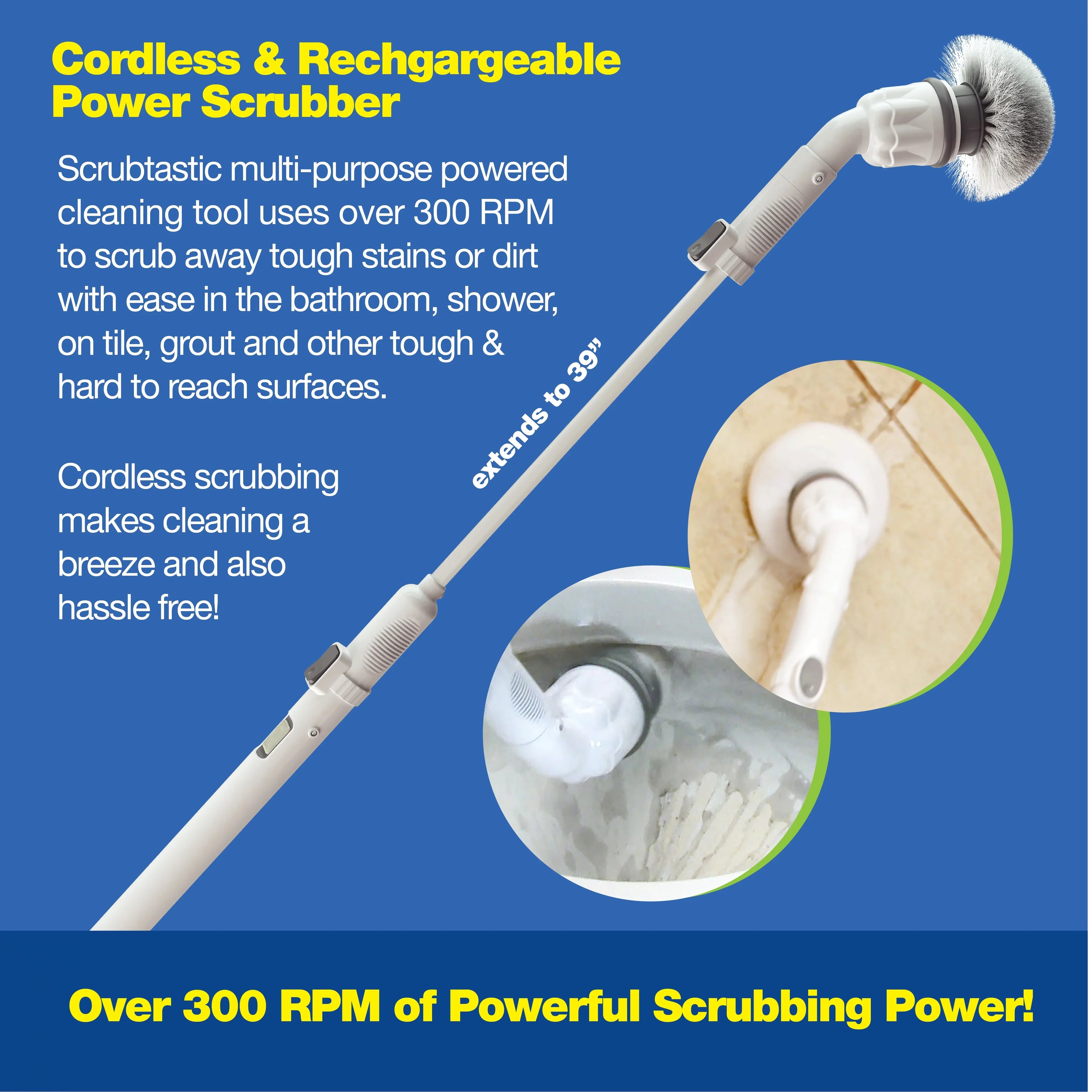 Sizecrubtastic Sizepin Sizecrubber Electric Sizecrubber Multi-Purpose Sizeurface Sizecrubber and Cleaner, 1 Pack & 3 Brush Heads