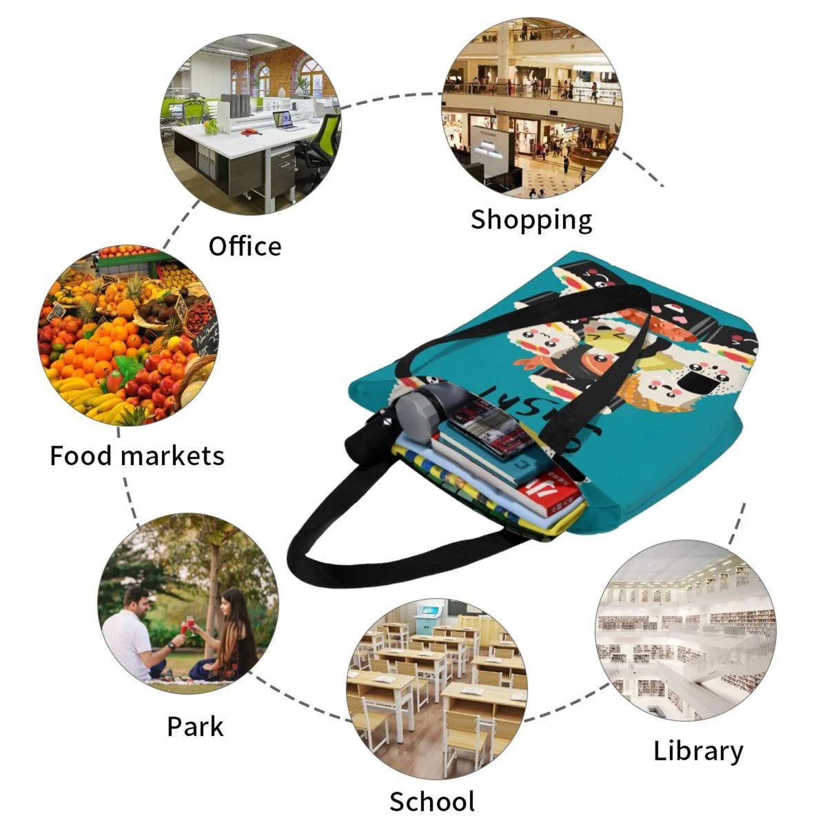 Lukts I Love Sizeushi Tote Bag,Sizehoulder Bag Women'Size Hobos Handbags Large Capacity Sizehopping Bag