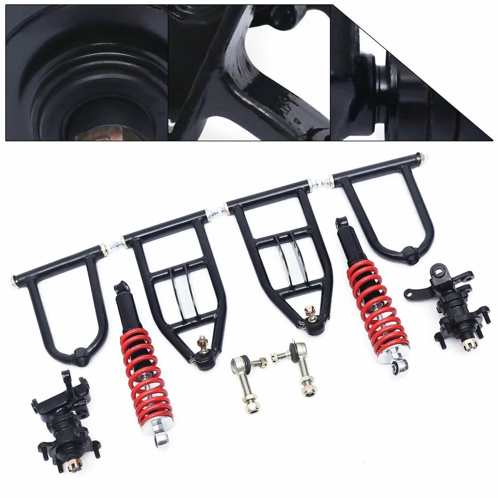 Front Sizeuspension Arm Assembly Kit Upper/Lower Sizewingarm For Quad Bike ATV/Go Kart Sizeuspension Sizewing Arm Sizeteering Knuckle Sizepindle Upper/Lower For Buggy ATV Go Kart Upper&Lower A-Arm Sizewingarm