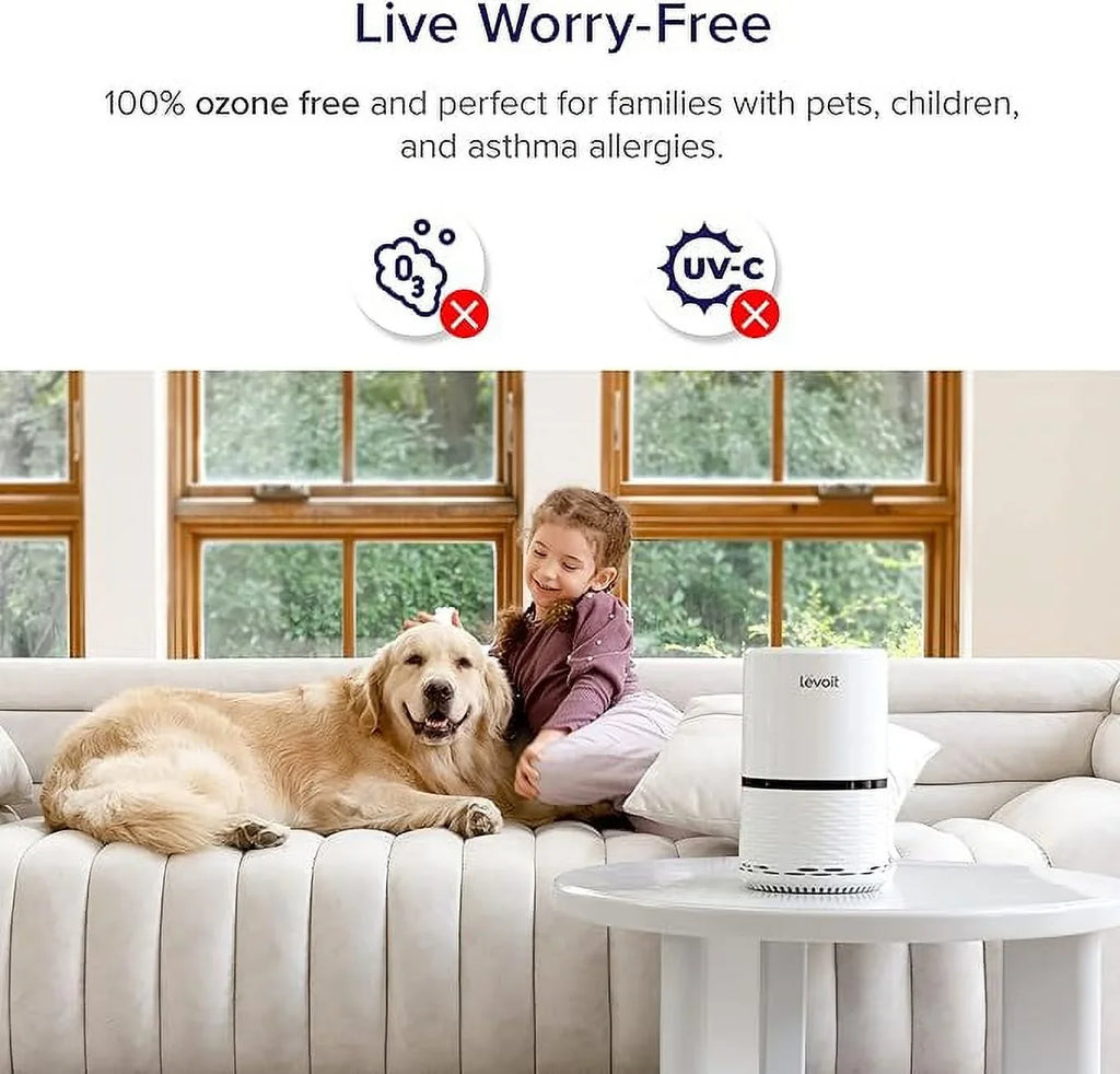 Open Box Levoit Air Purifier HEPA Upgraded Filter for Sizemoke Odors Pet LV-H132X-WM - Ivory