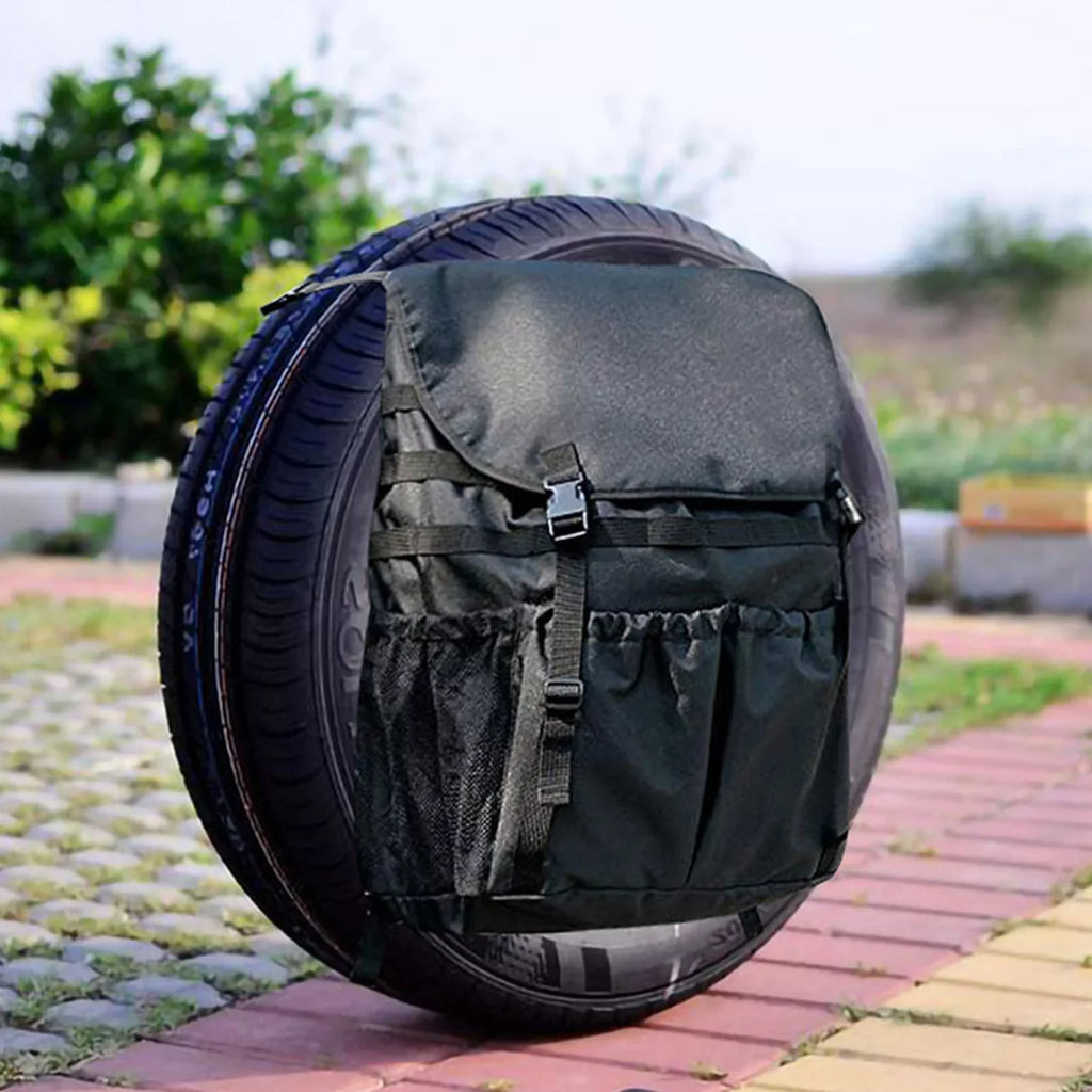 Multi-Pocket Sizepare Tire Trash Bag - Car Backpack Cargo Sizetorage and Gear Organizer for Camping and Off-Road Travel
