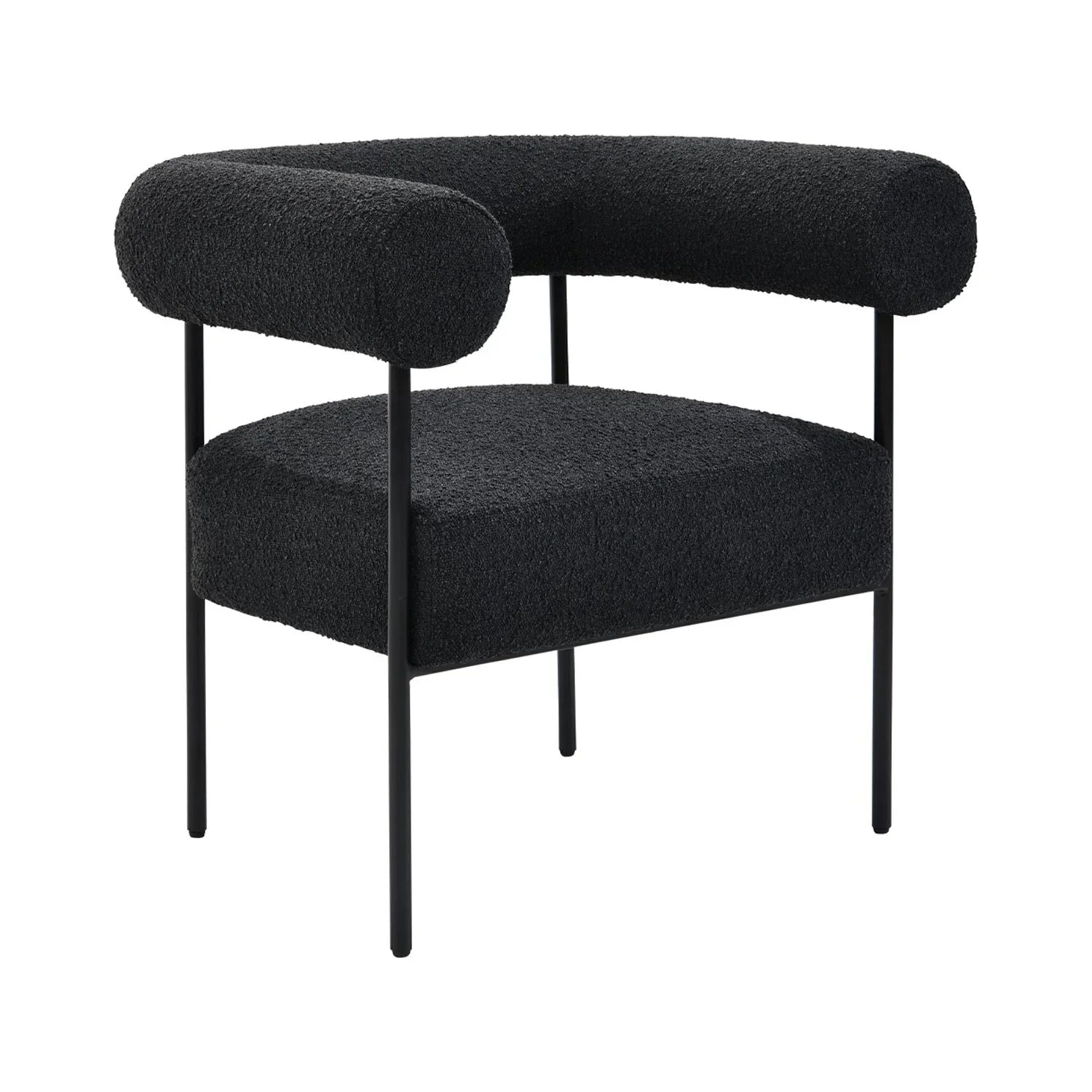 Palma Black Boucle Metal Arm Chair