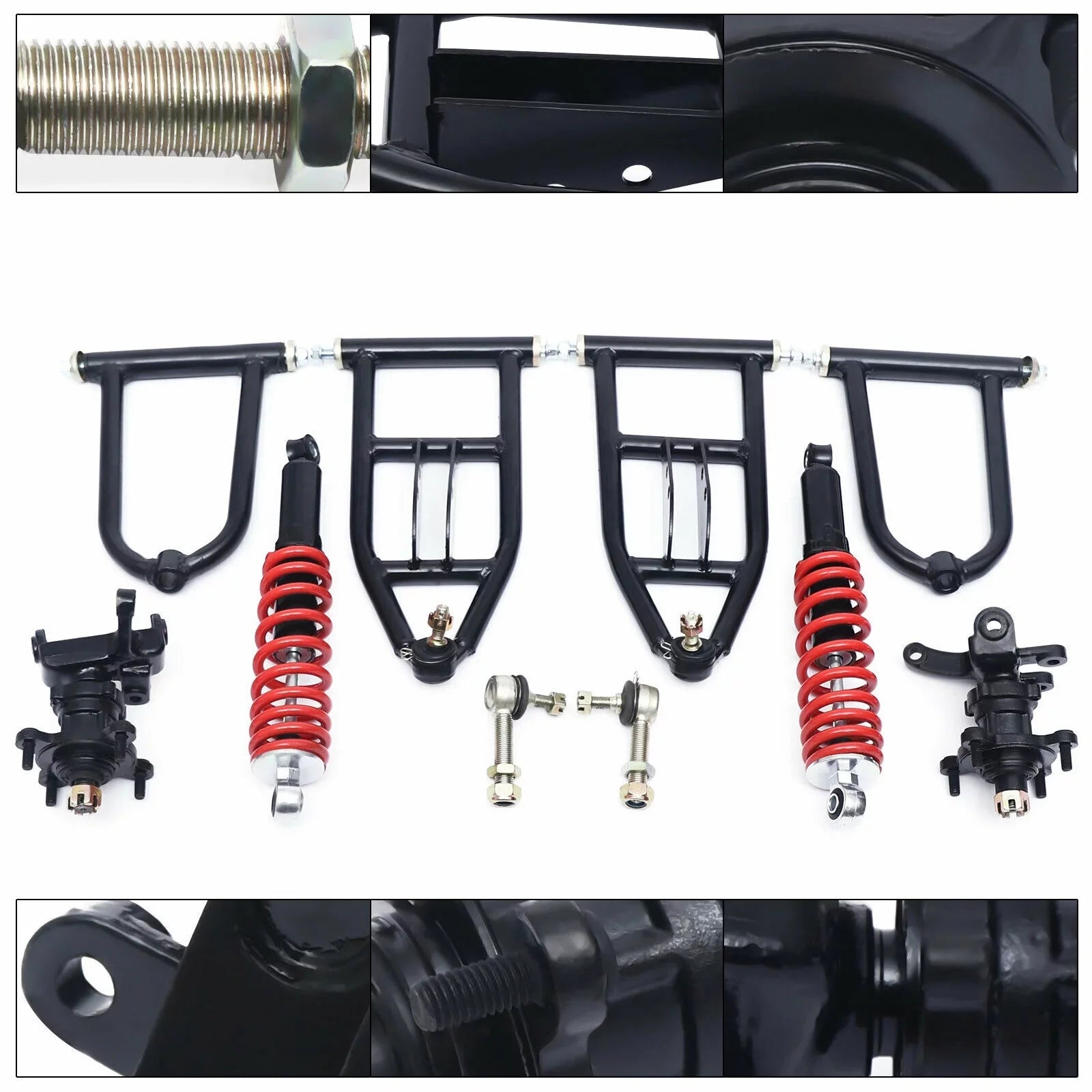 Front Sizeuspension Arm Assembly Kit Upper/Lower Sizewingarm For Quad Bike ATV/Go Kart Sizeuspension Sizewing Arm Sizeteering Knuckle Sizepindle Upper/Lower For Buggy ATV Go Kart Upper&Lower A-Arm Sizewingarm