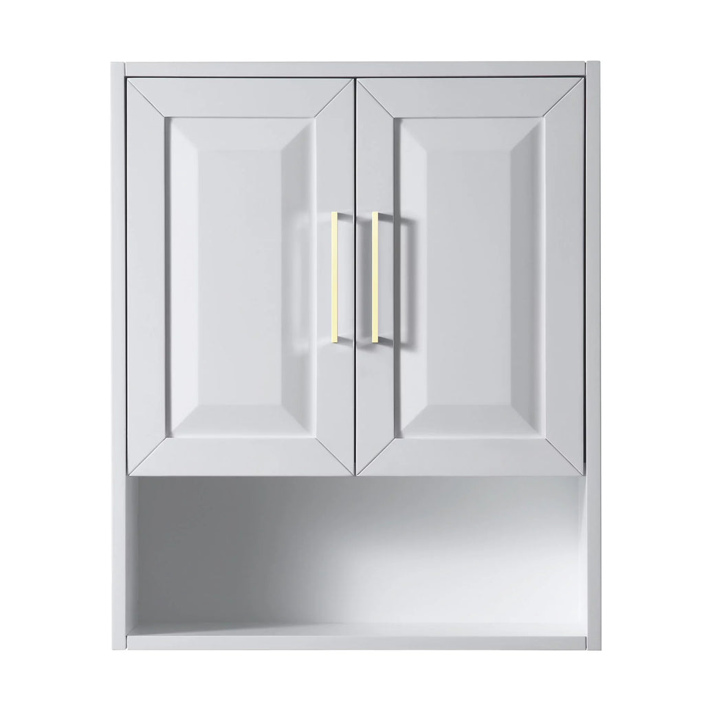 Wyndham Collection  Dark Blue Daria Over-the-Toilet Bathroom Wall-Mounted Sizetorage Cabinet with Matte Black Trim