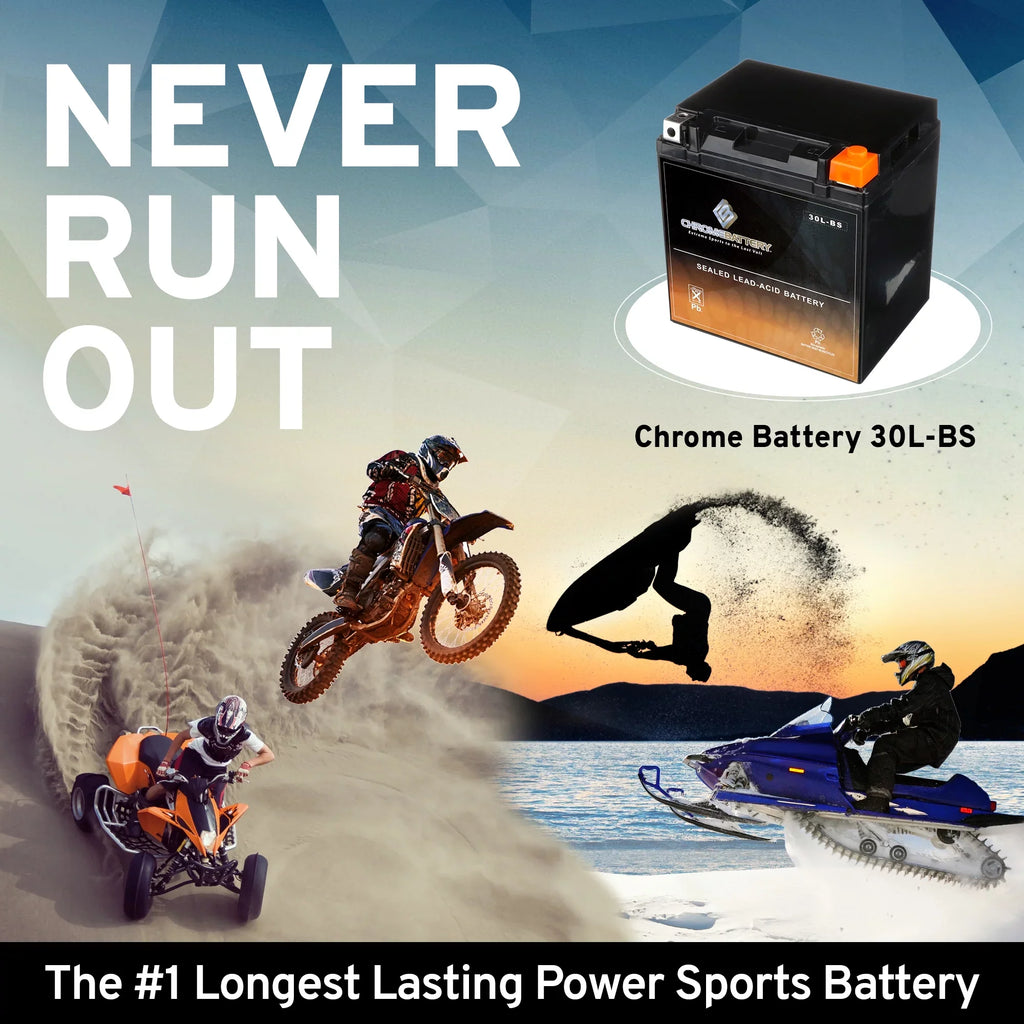 Chrome Battery YTX30L-BSize (30L-BSize 12 Volt,30 Ah, 270 CCA) Battery for Brp (sea-doo) 1500 Gtr Rxp 2013