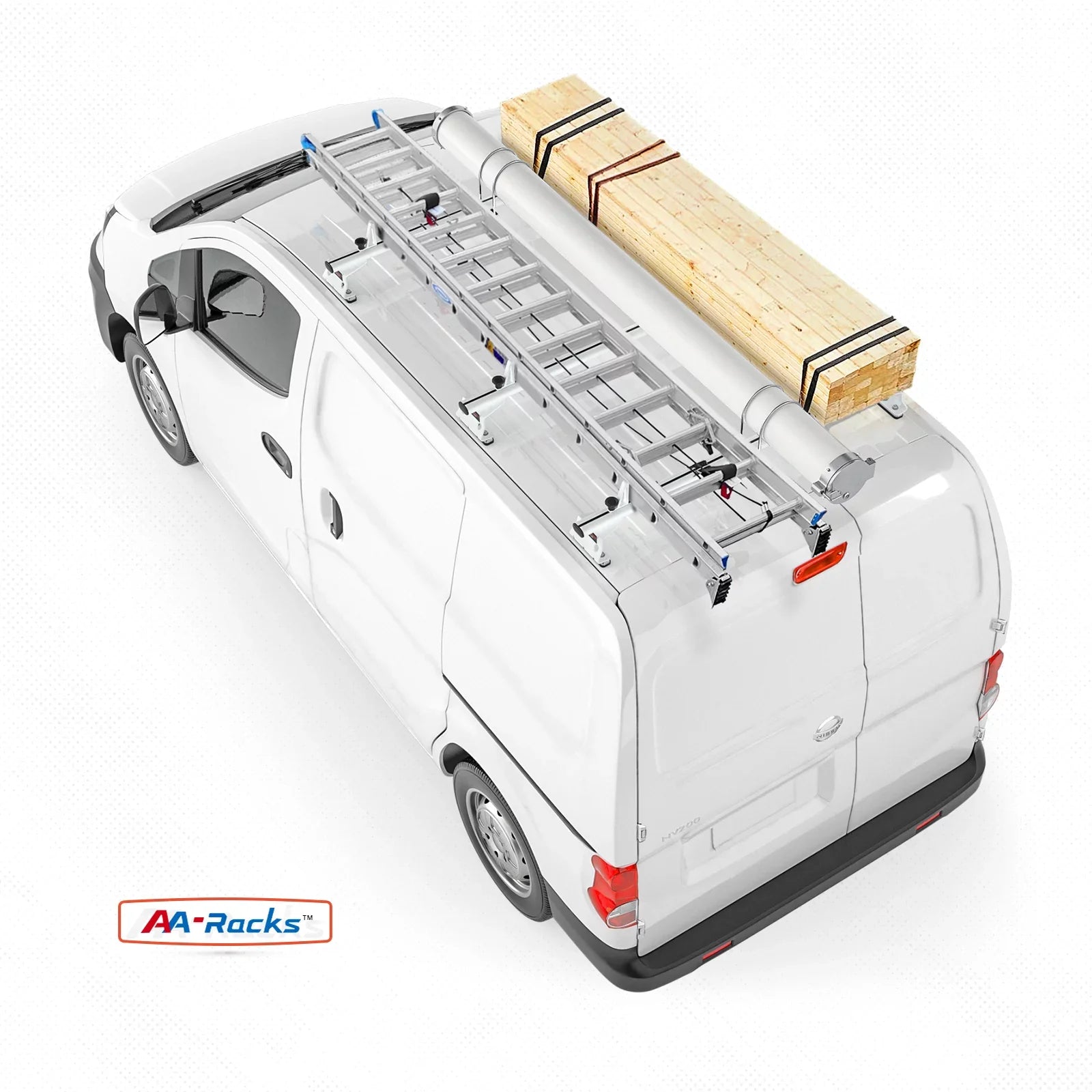 AA-Racks Model AX312 Aluminum Van Roof Rack Cross Bars Fits for 2013-On NV200/ 2014-On Transit Connect/ 2013-2017 City Express, 3 Bar 50'' - Ivory