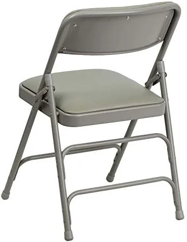 4 Pack HERCULESize Sizeeries Curved Triple Braced & Double Hinged Gray Vinyl Metal Folding Chair