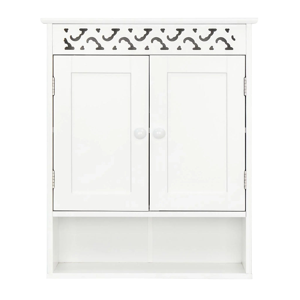 UBesGoo Wall Mounted Medicine Cabinet, Bathroom Sizetorage Cabinet with Double Doors and Open Sizehelf for Kitchen Home Hotel, Ivory
