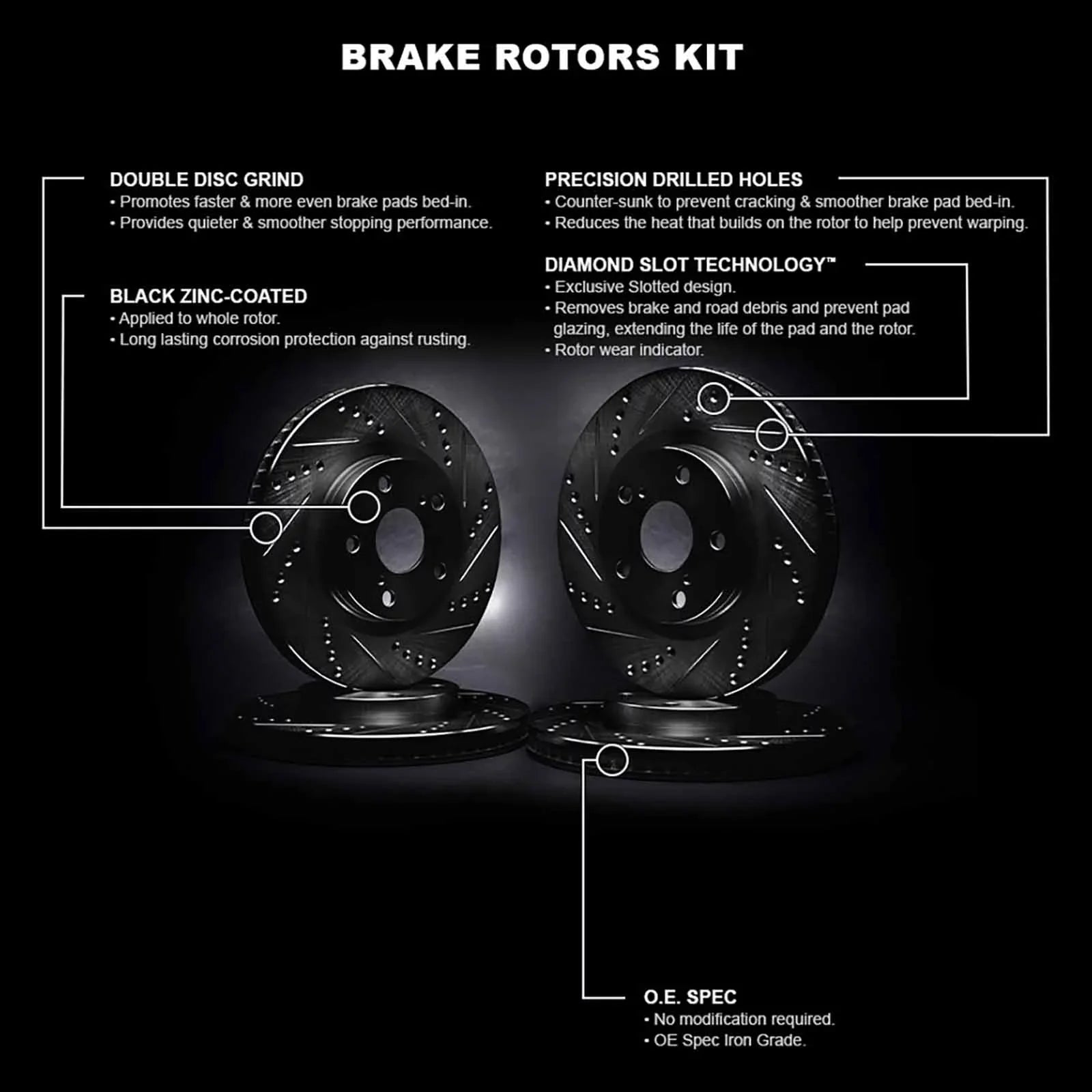 R1 Concepts Whpn2 42005 R1 Concepts Brake Rotor D/Size Black Fits select: 2014-2022 JEEP CHEROKEE, 2015-2017 CHRYSizeLER 200