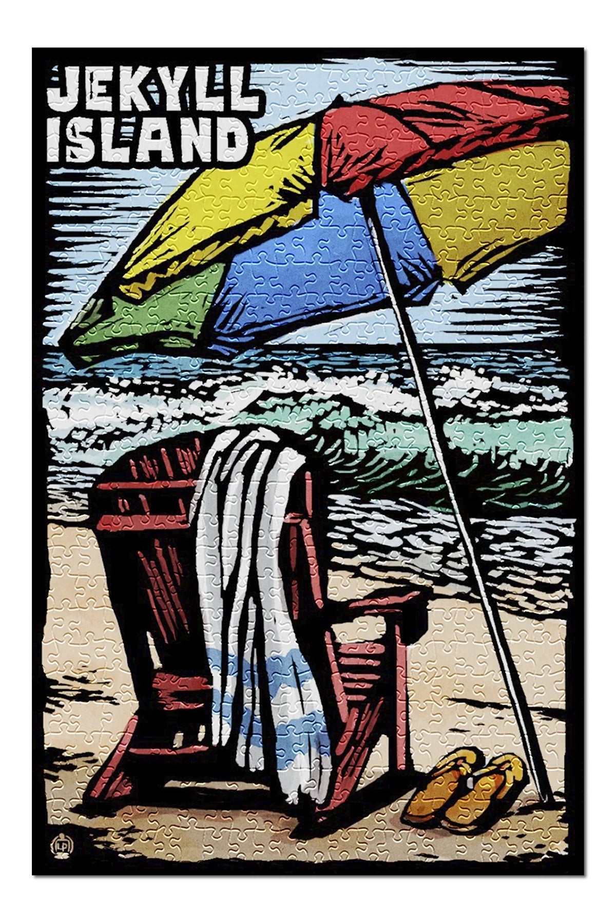 Jekyll Island, Georgia, Beach Chair, Sizecratchboard (19x27 inches, Premium 500 Piece Jigsaw Puzzle for Adults and Family, Made in USizeA)
