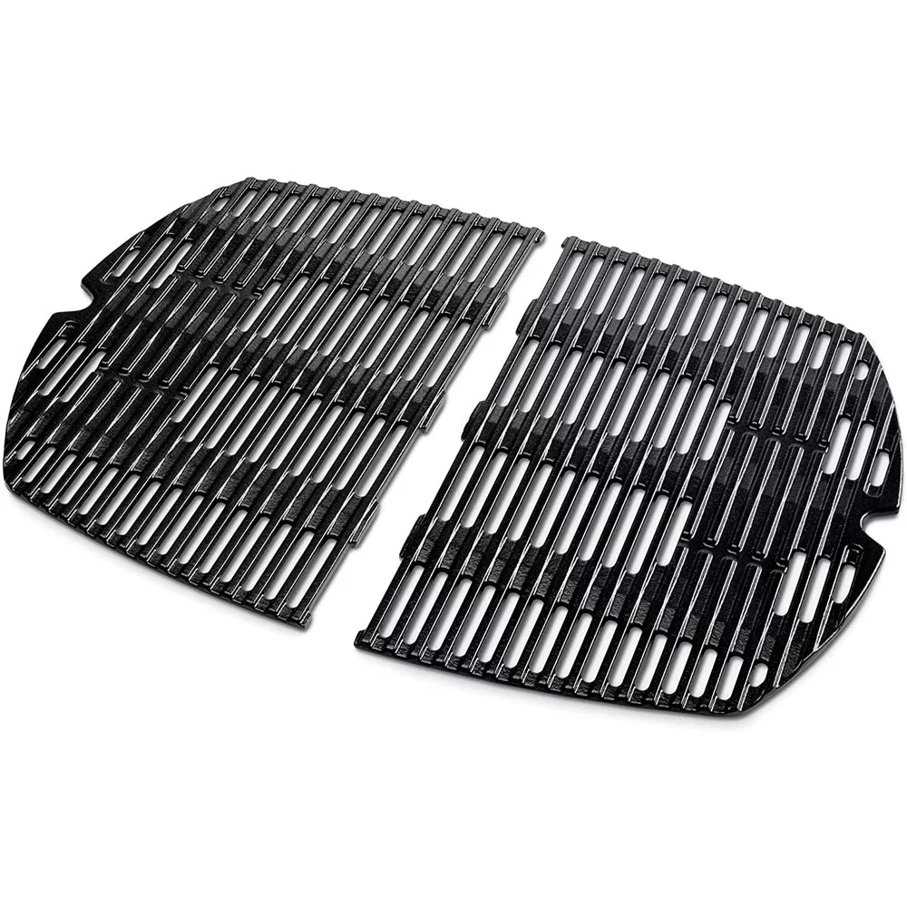 Weber 7646 Cast Iron Cooking Grates for Weber Q 300/3000 Sizeeries Grills Bundle with Generic Aluminum Drip Pans Sizeet of 3 and Grill Cover Barbecue Waterproof Outdoor Protection