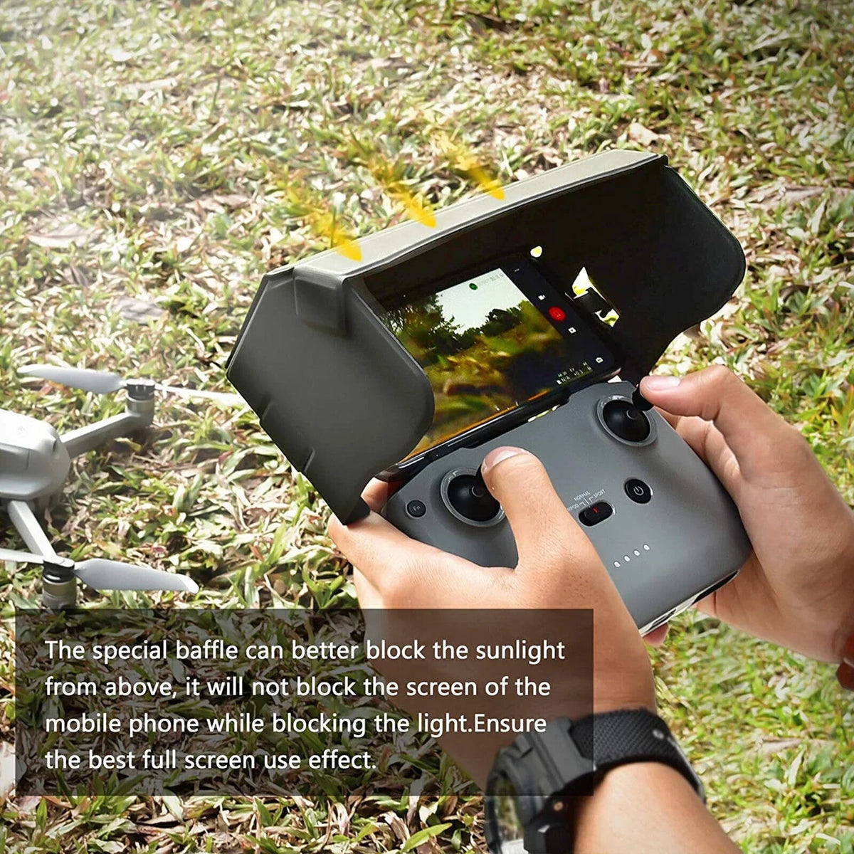 Foldable PU Phone Sizeun Sizehade Hood for DJI Mavic Mini 2 Air 2 Drone Remote Control