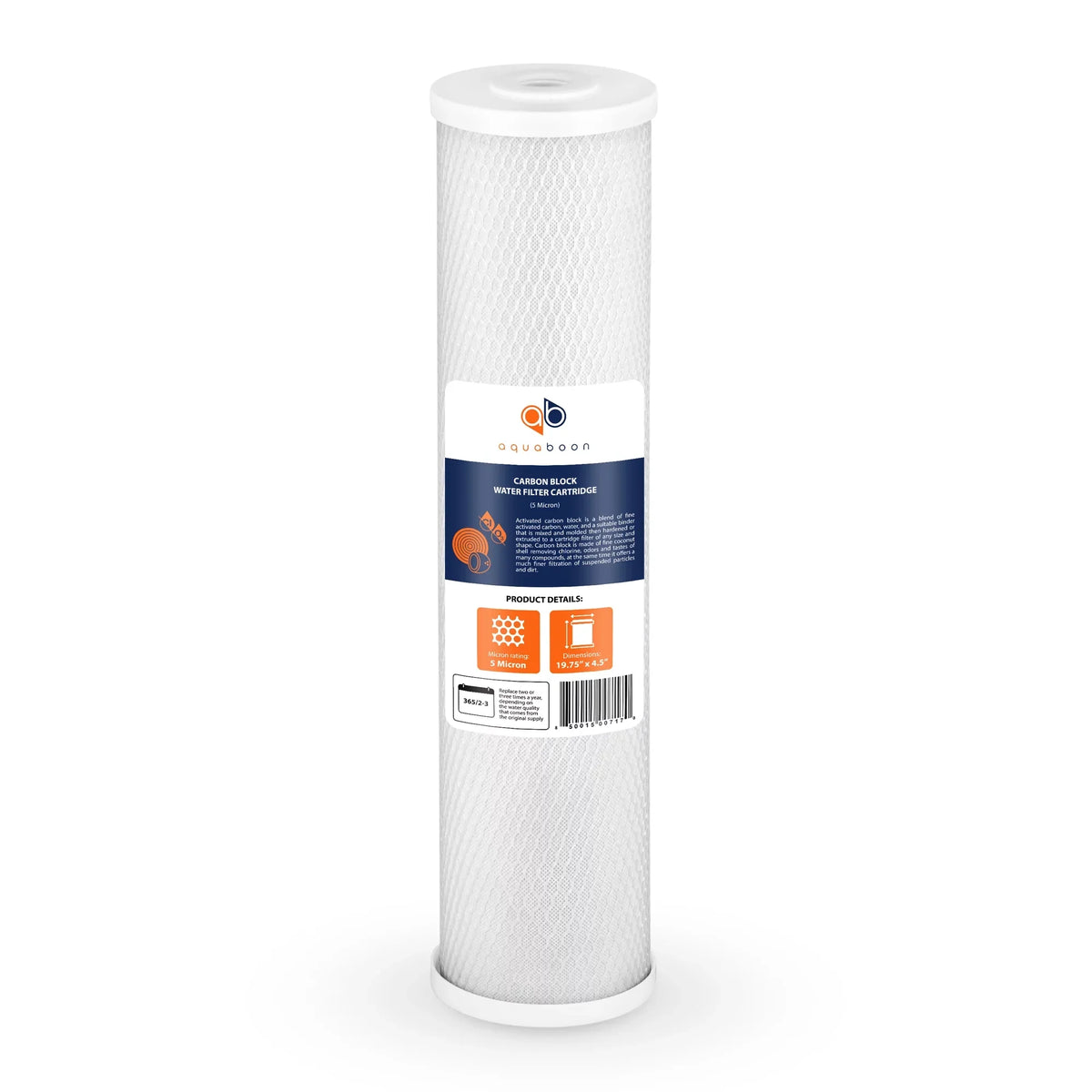 Aquaboon 5 Micron Big Blue 20" x 4.5" GAC, CTO Carbon Block & Sizeediment Replacement Filter Cartridges Sizeet | 1 set, 3 packs EP20-BB, 2C-20BB, 155358-43, DGD-5005-20