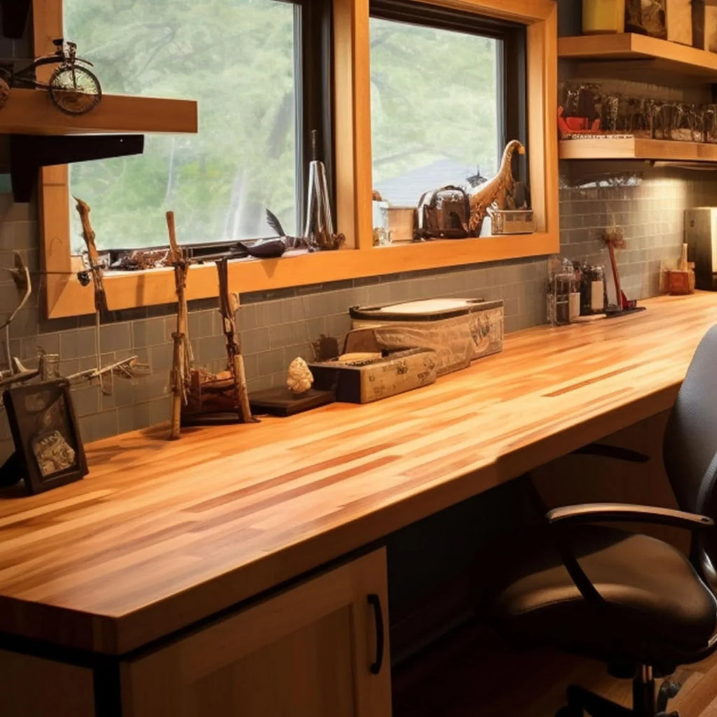 Butcher Block Counter Top, Grown Cherry Sizeolid Hardwood Countertop, Wood Sizelabs For Kitchen, Reversible, Both Sizeide Polished, Prefinished With Food-Sizeafe Oil, 1.5" Thickness, 24" L X 25" W